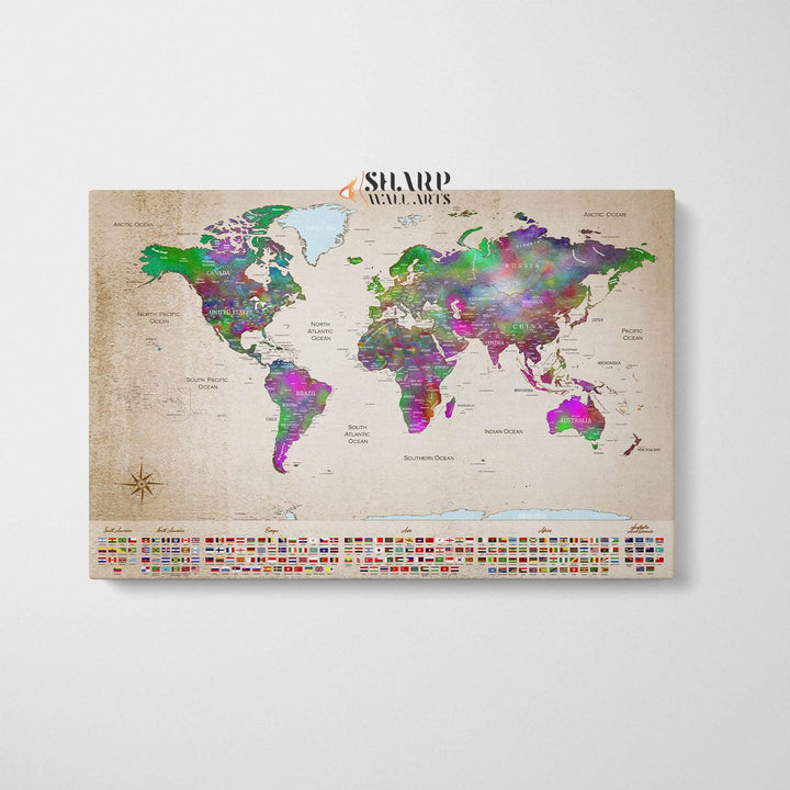 Couple Travel Map - World Map Wall Art Canvas Print – SharpWallArts