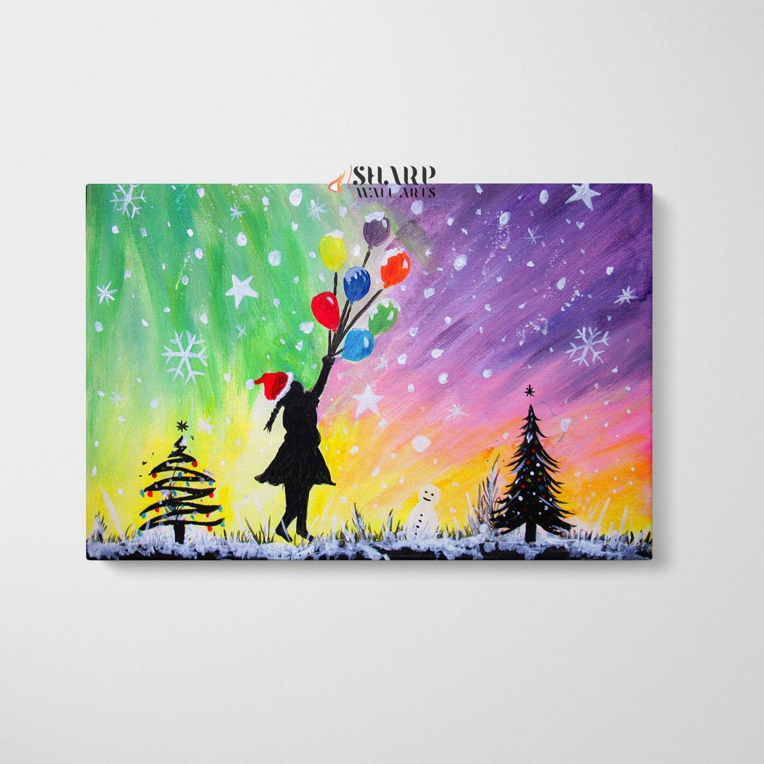 Banksy - Christmas Flying Balloon Girl - SharpWallArts