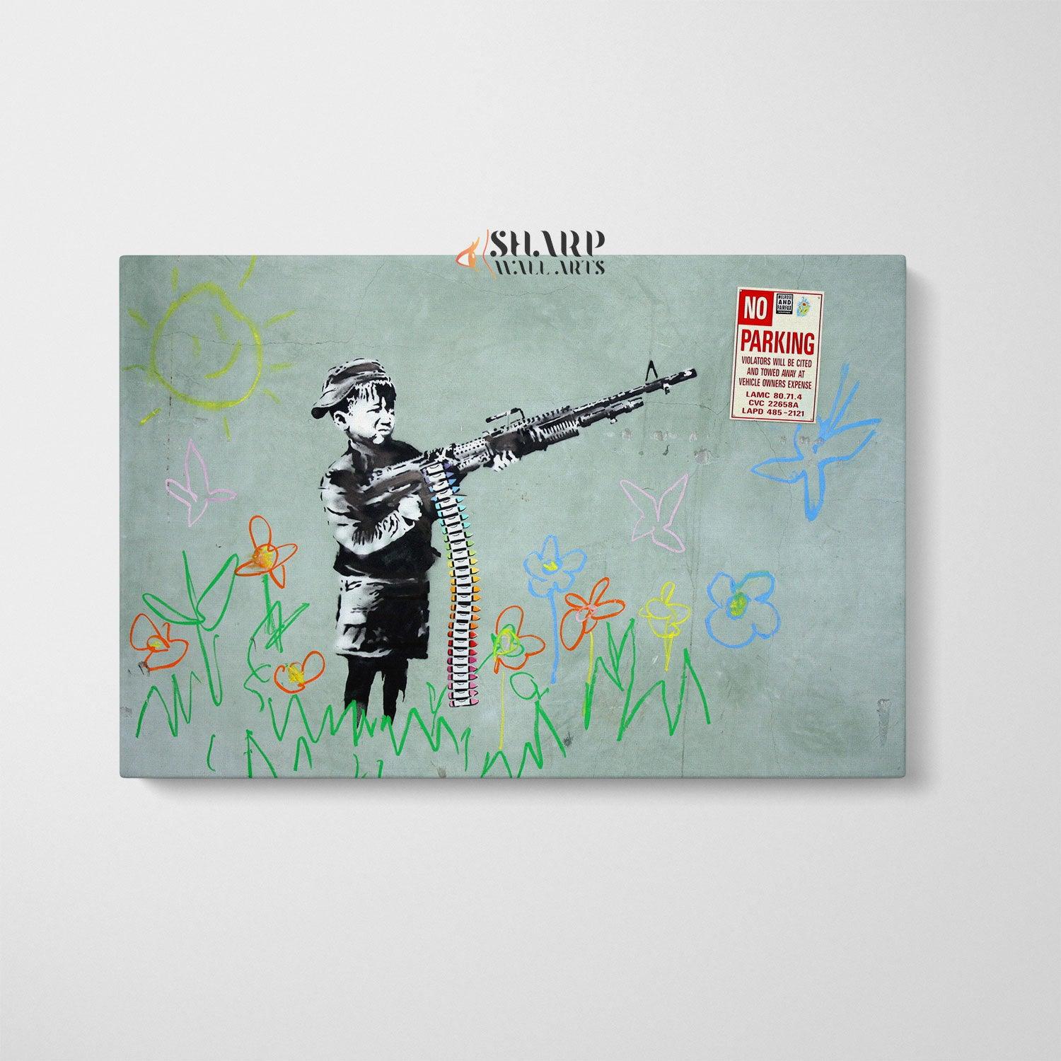 Banksy Wall Art - Crayon Boy Westwood California - SharpWallArts