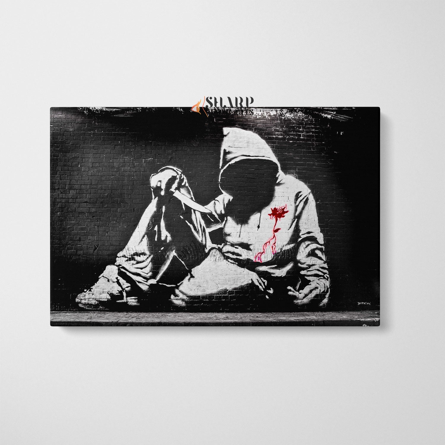 Banksy Hoodie With Knife Canvas Wall Art