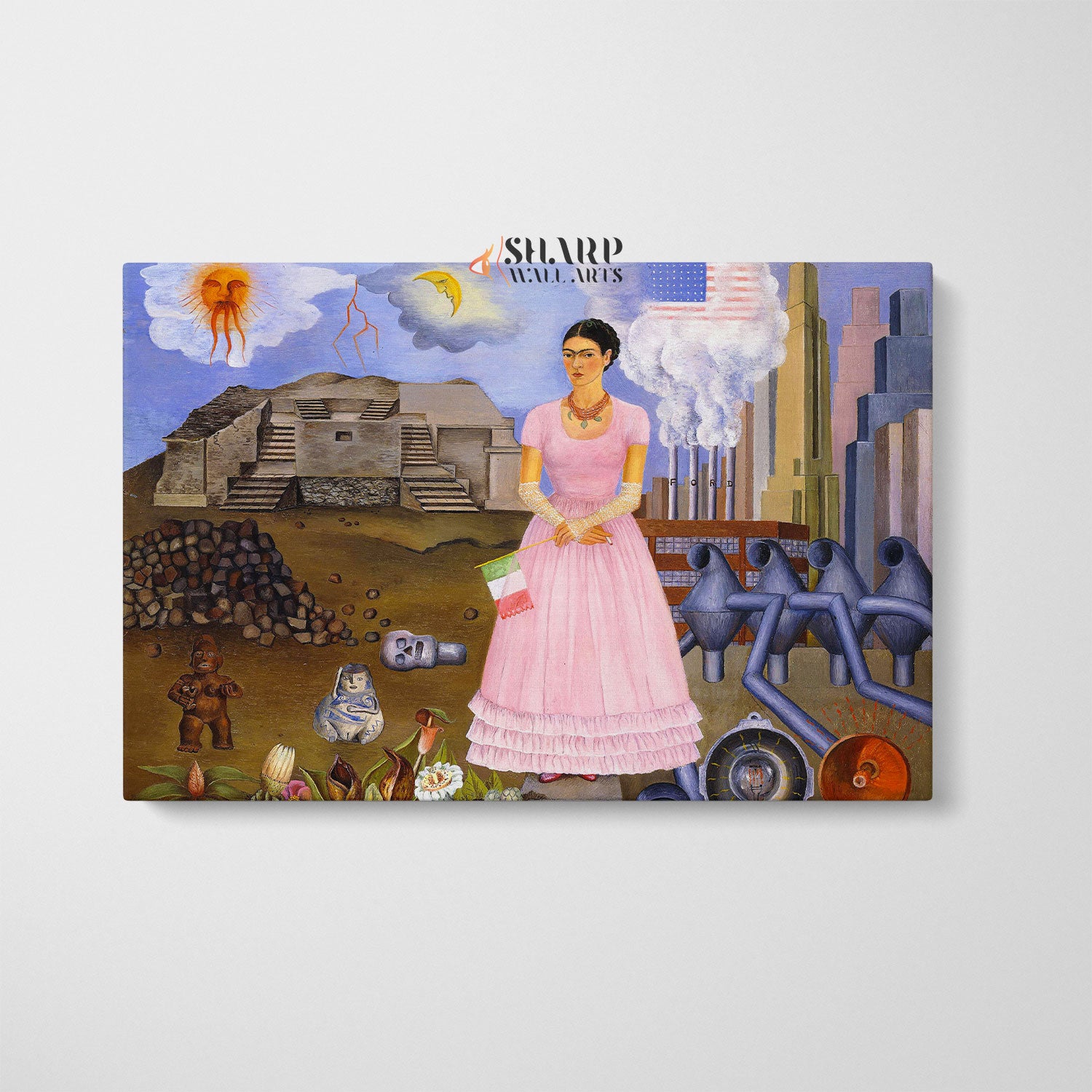 Frida Kahlo Self-Portrait On The Border Canvas Wall Art