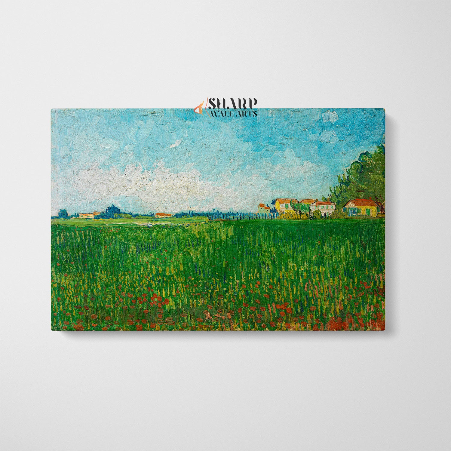 Vincent van Gogh Farmhouses In A Wheat Field Canvas Wall Art