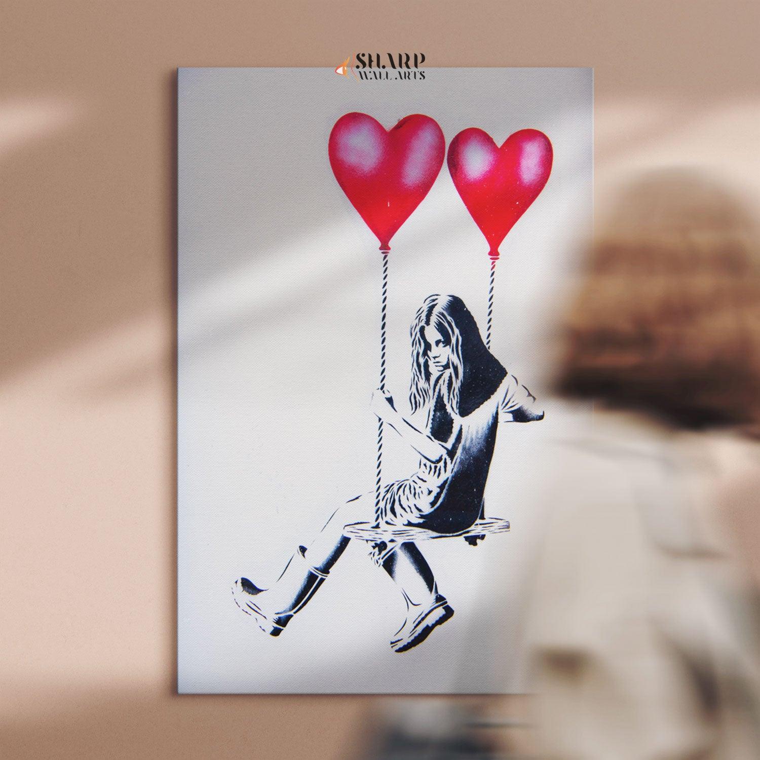 Banksy Balloon Girl Swing Canvas Wall Art - SharpWallArts