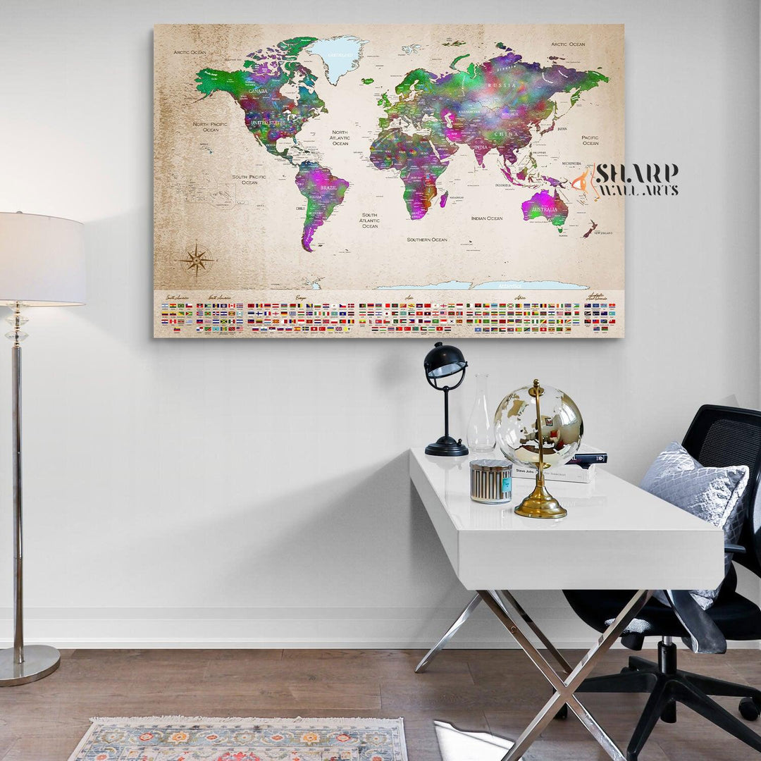 Couple Travel Map - World Map Wall Art Canvas Print – SharpWallArts