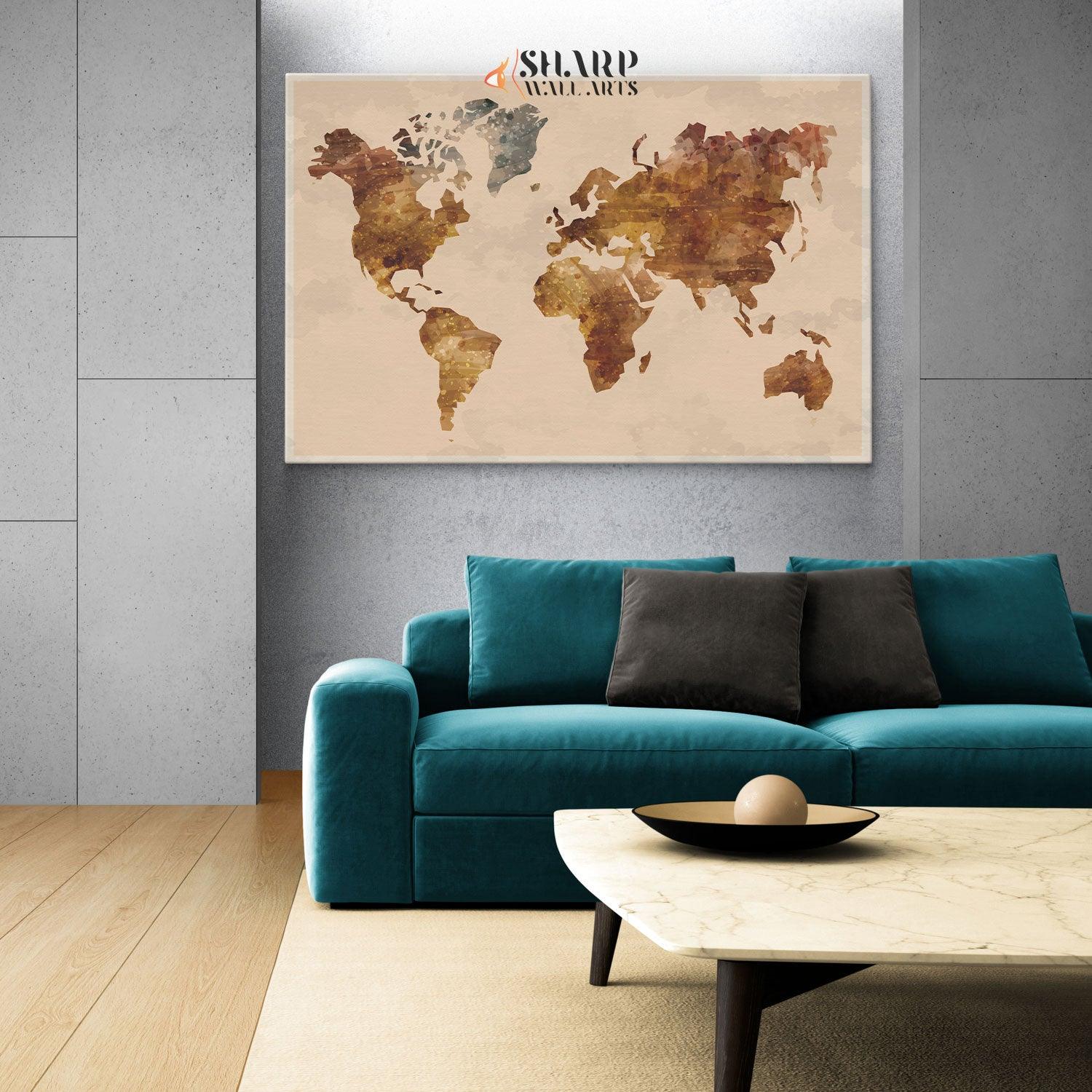 Abstract Large World Map - Travel World Map - SharpWallArts