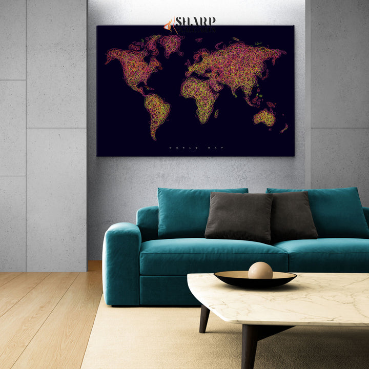 World Map Abstract Painting - World Map Wall Art – SharpWallArts