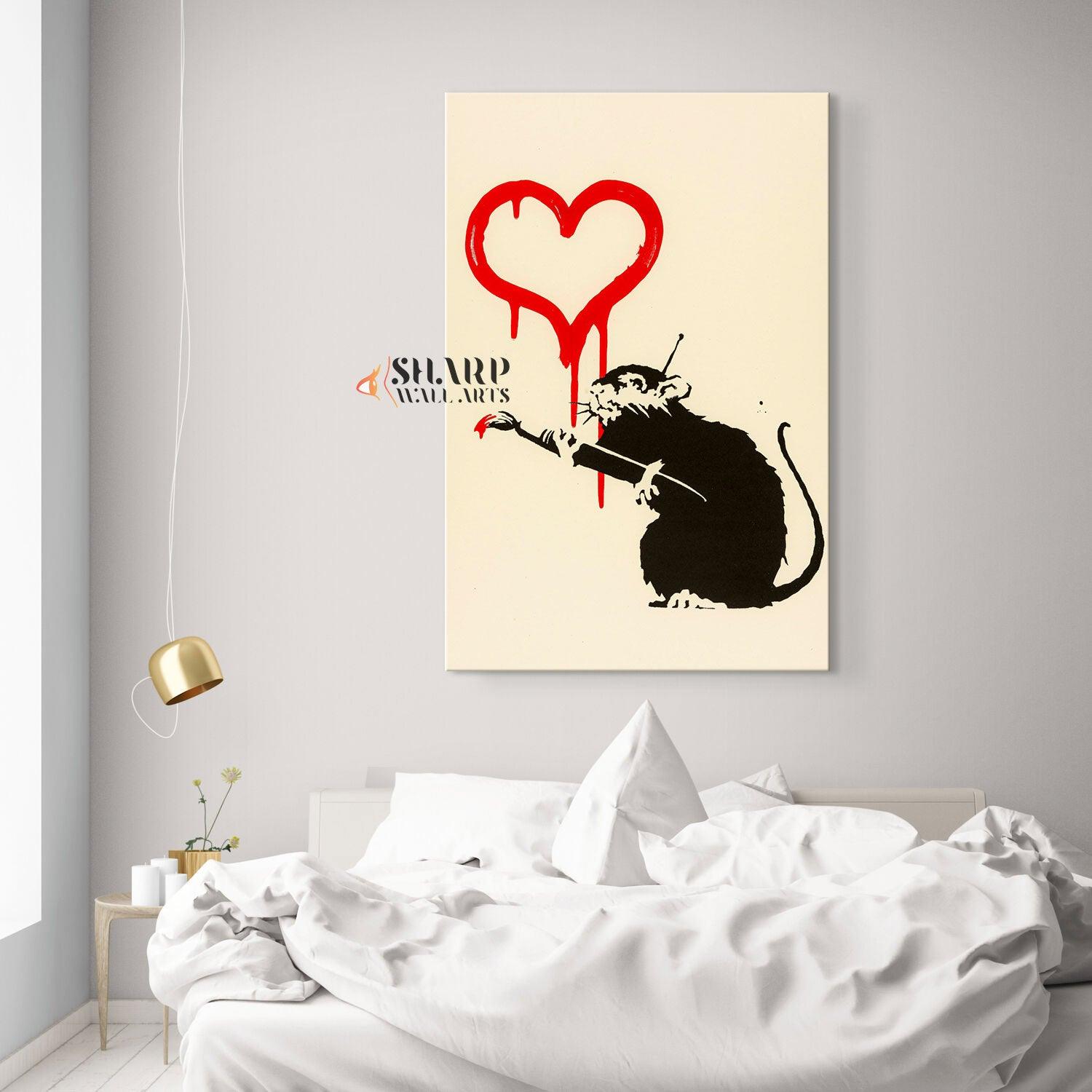 Banksy Rat Love Canvas Wall Art - SharpWallArts