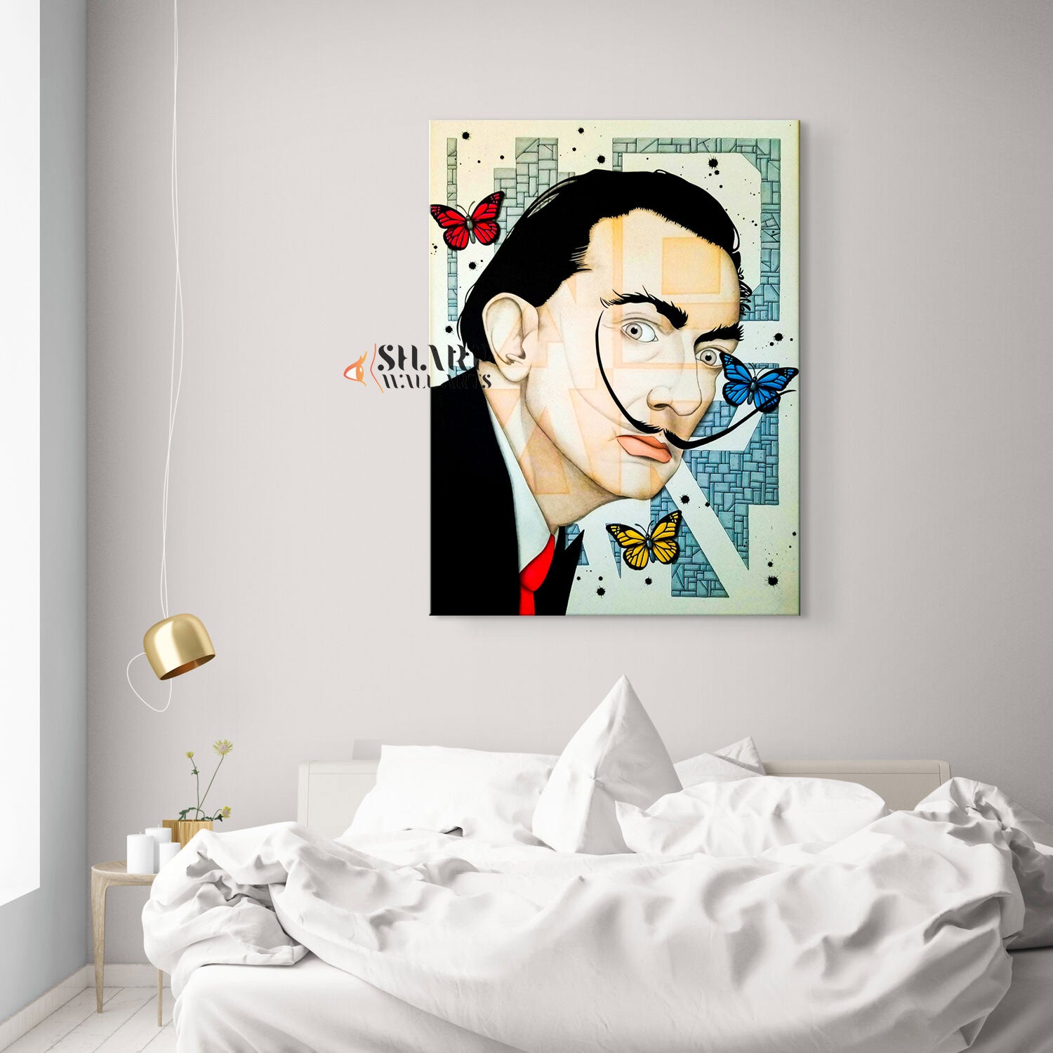 Salvador Dali With Butterflies Canvas Wall Art