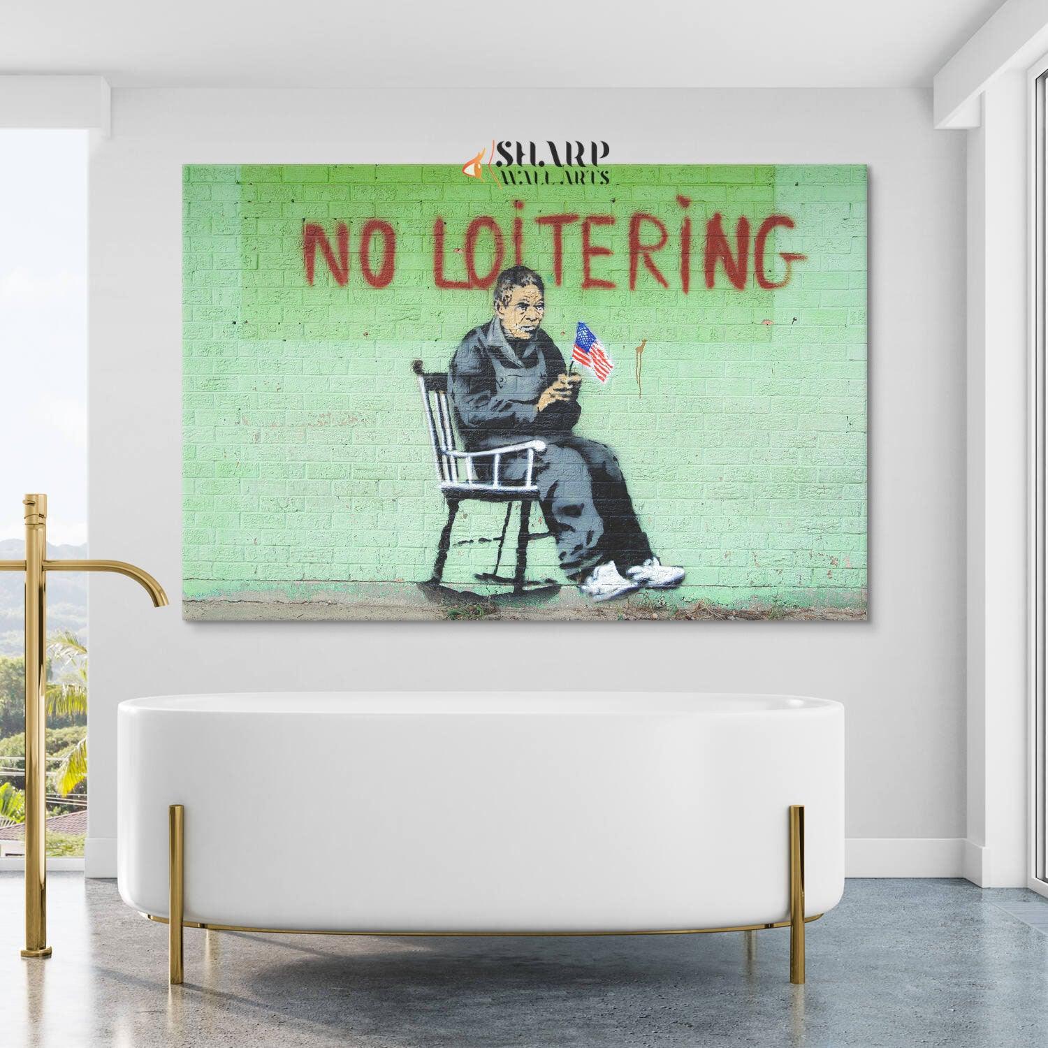 Banksy - No Loitering Wall Art Canvas - SharpWallArts