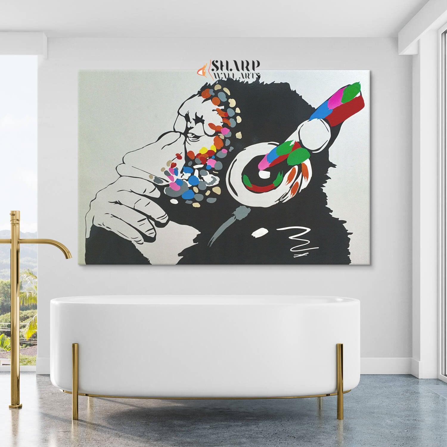 thumbnail image 2 of Banksy Window Display 3 – Deep Framed Canvas Wall Art Graffiti Print – Multicolor 2 of 6