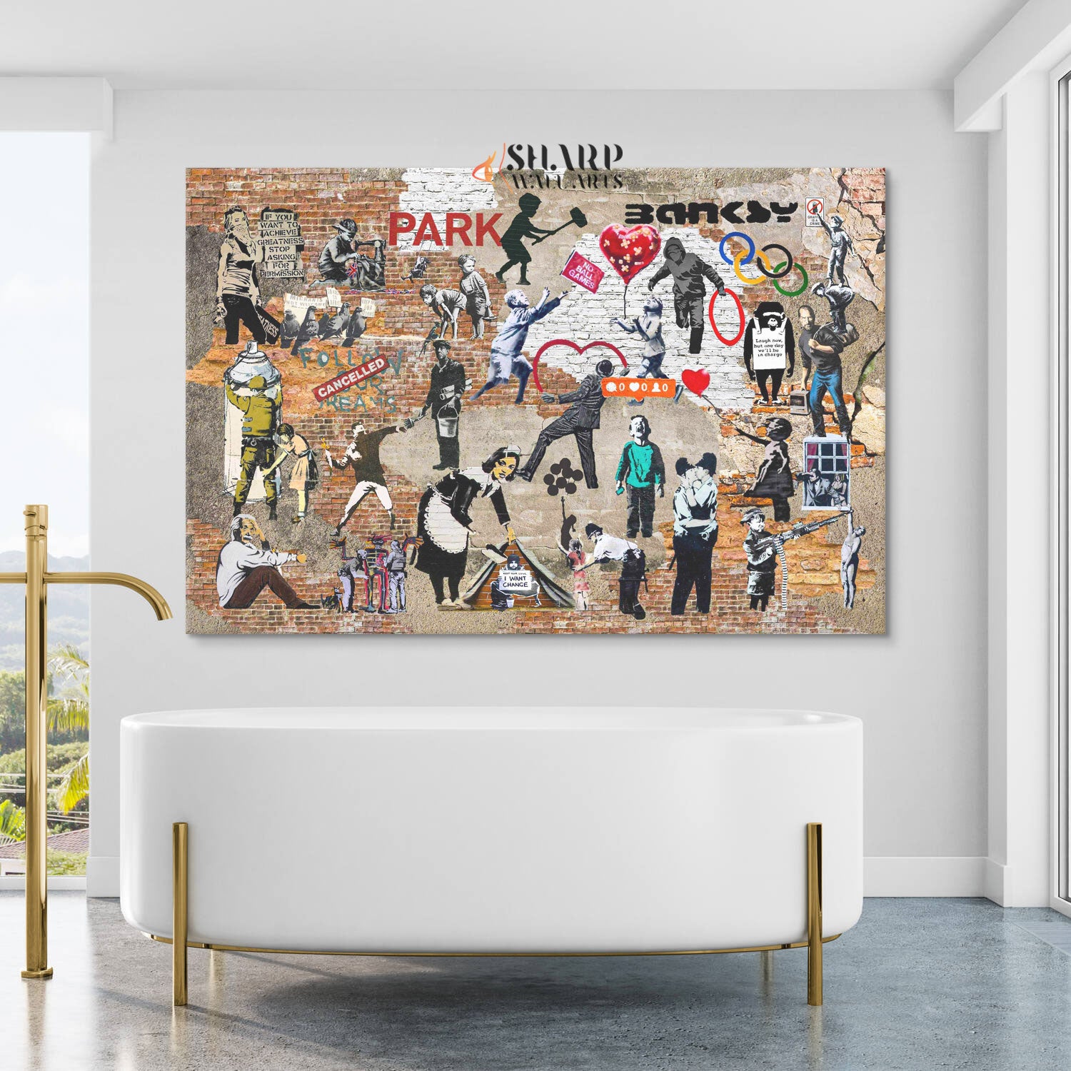Banksy Collage Canvas Wall Art