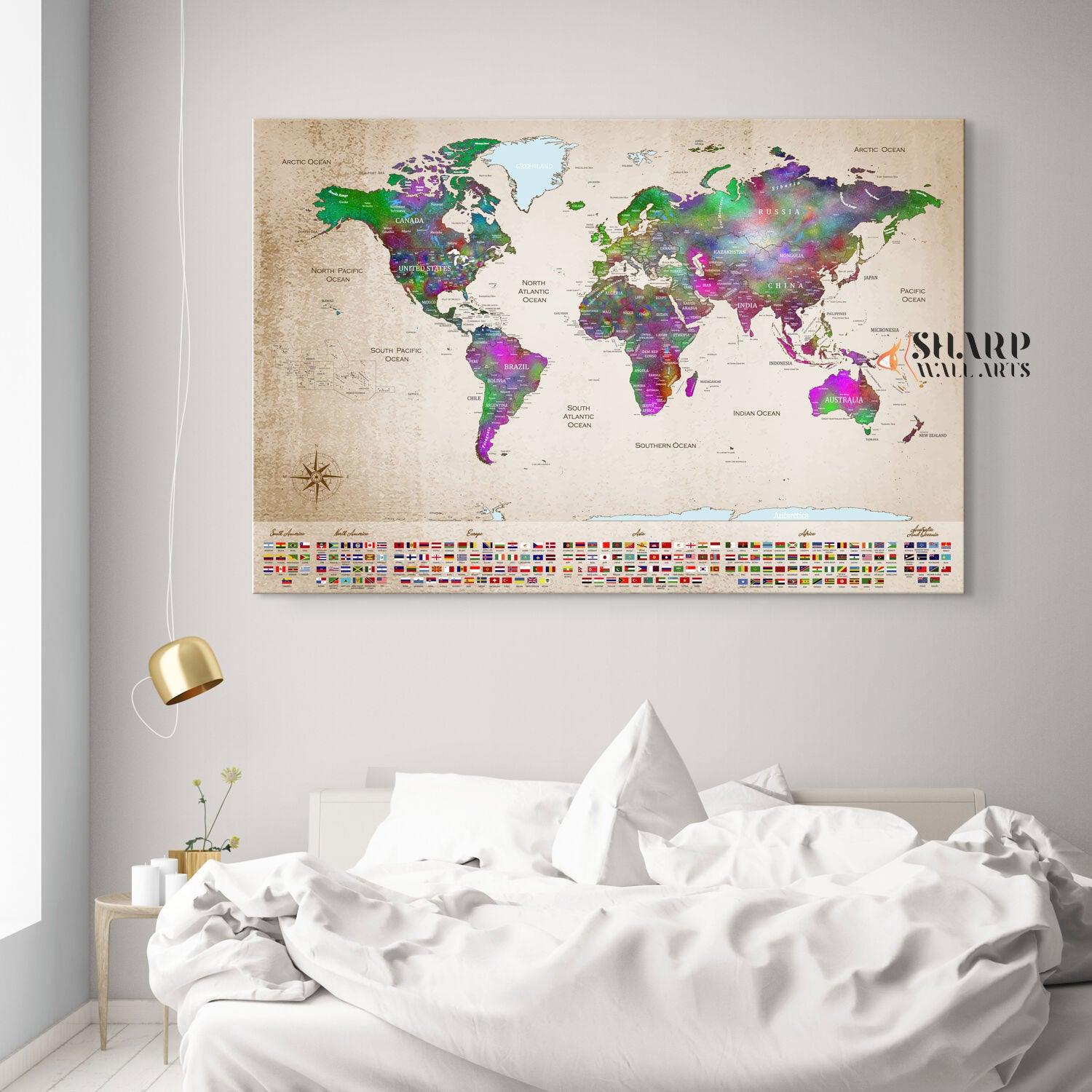 Couple Travel Map - World Map Wall Art Canvas Print - SharpWallArts