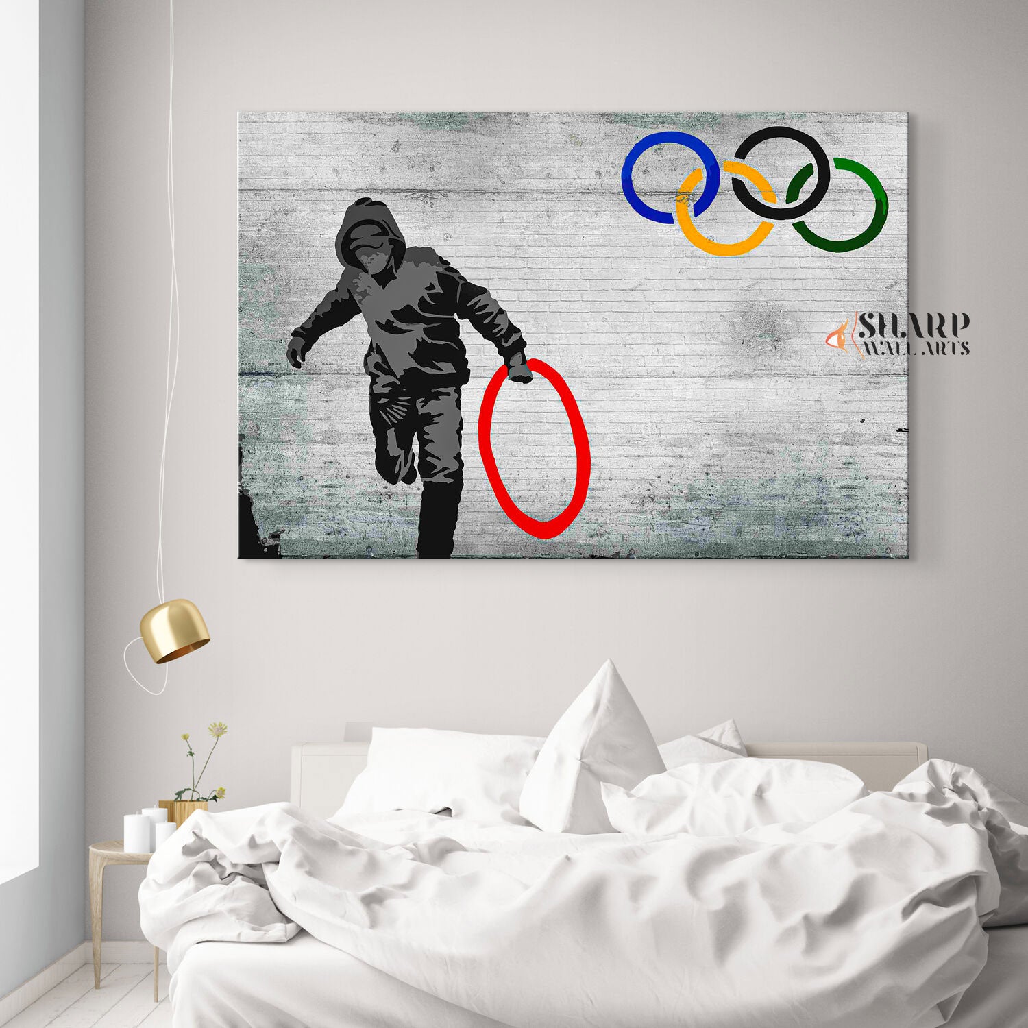 Banksy Olympic Rings Canvas Wall Art