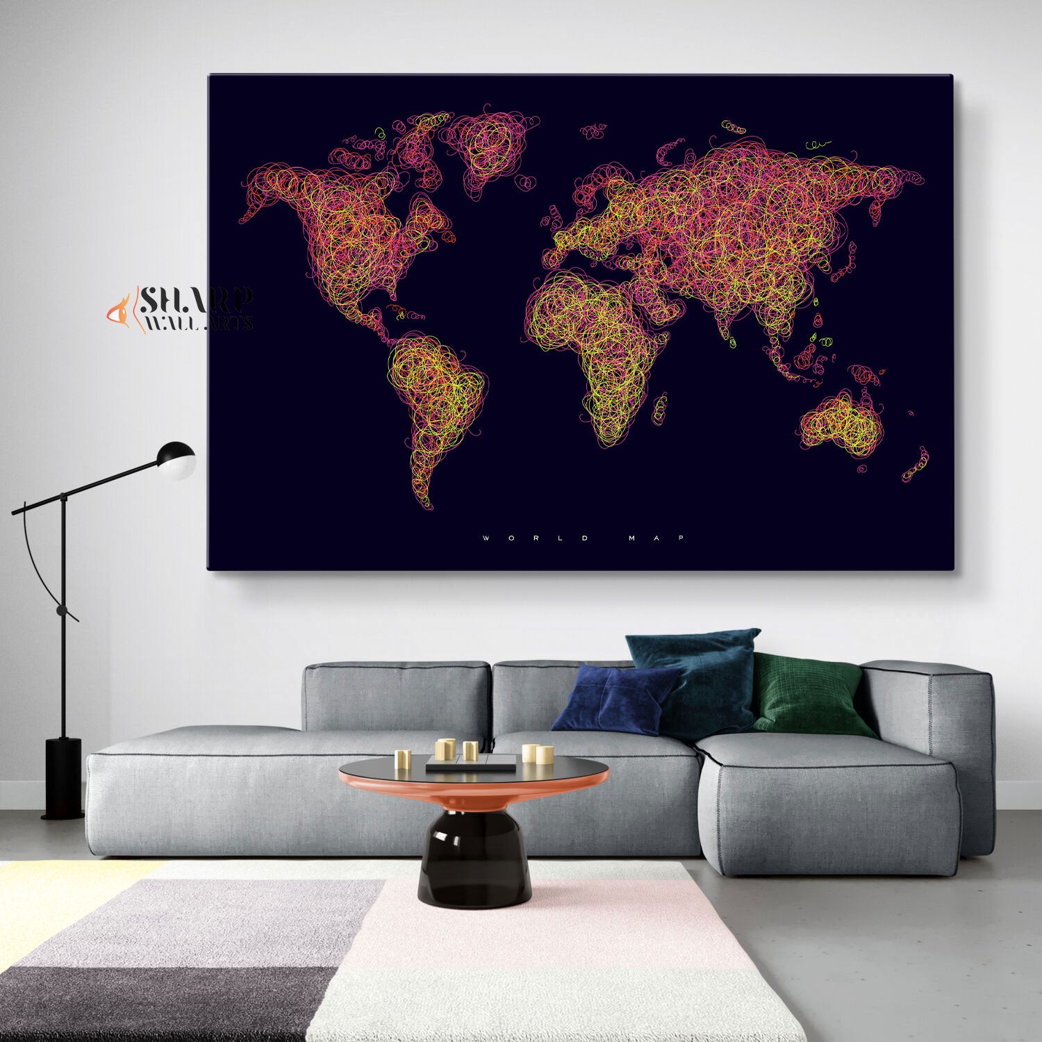 World Map Abstract Painting - World Map Wall Art