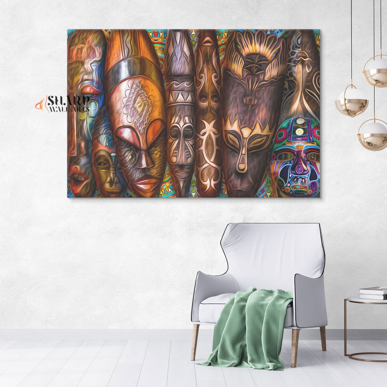 African Tribal Mask Canvas Wall Art
