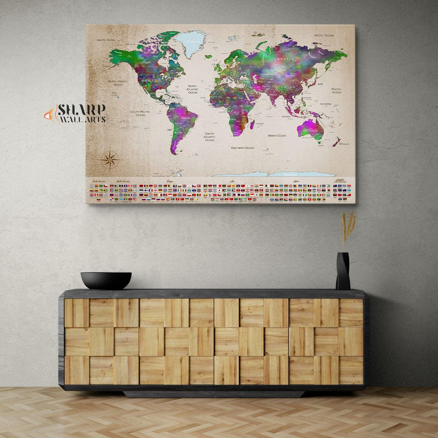 Couple Travel Map - World Map Wall Art Canvas Print – SharpWallArts