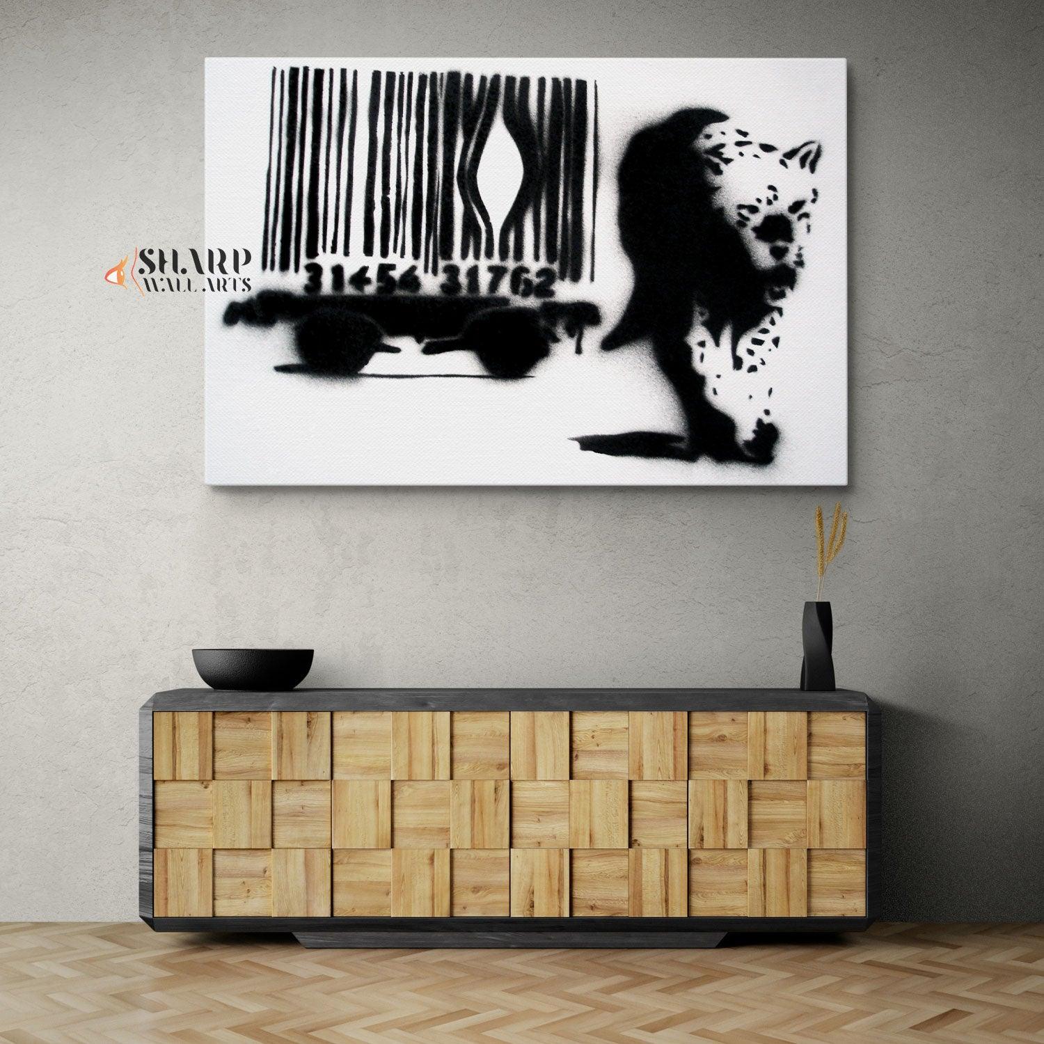 Banksy - Barcode Leopard Wall Art Canvas - SharpWallArts
