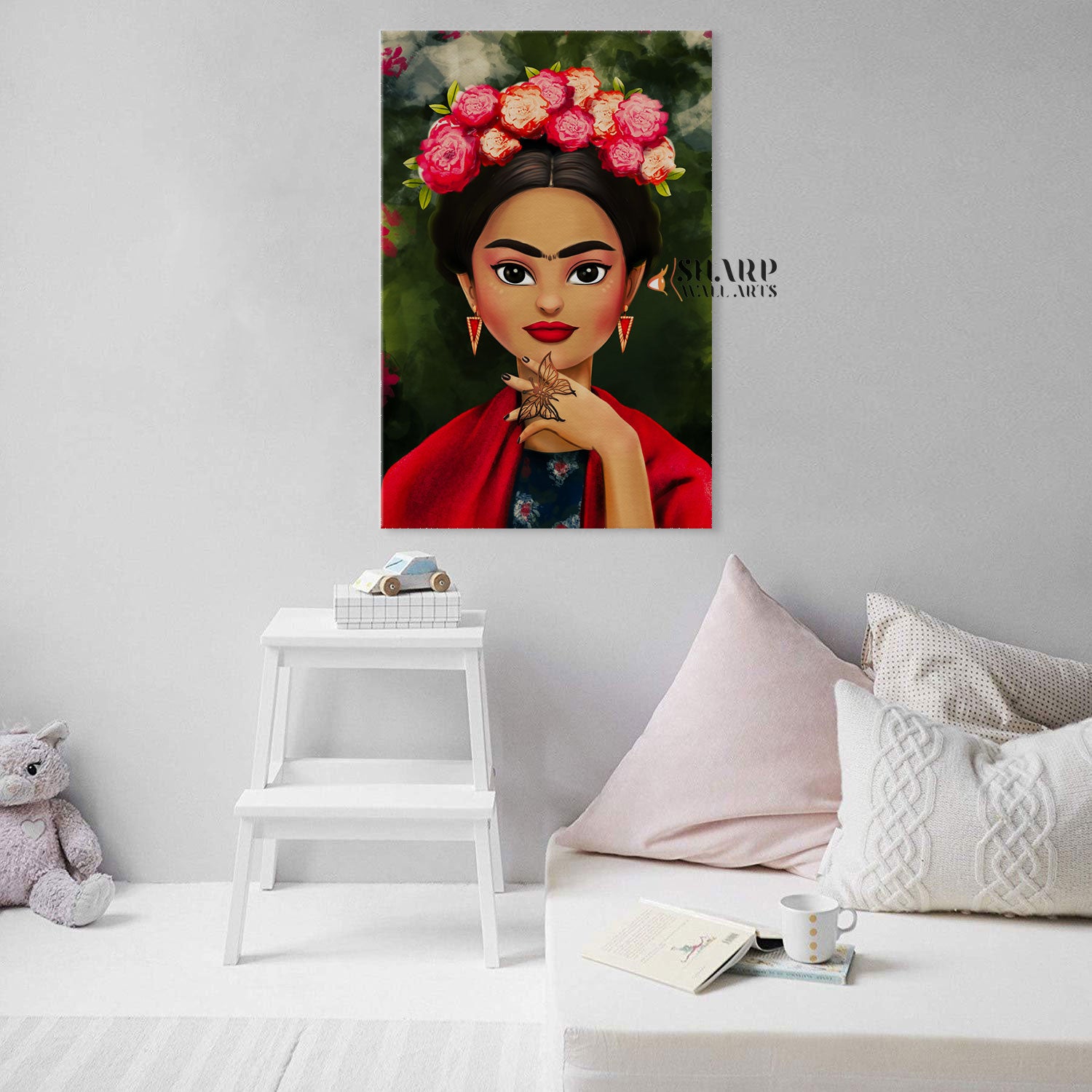 Frida Kahlo Cartoon Style Canvas Wall Art