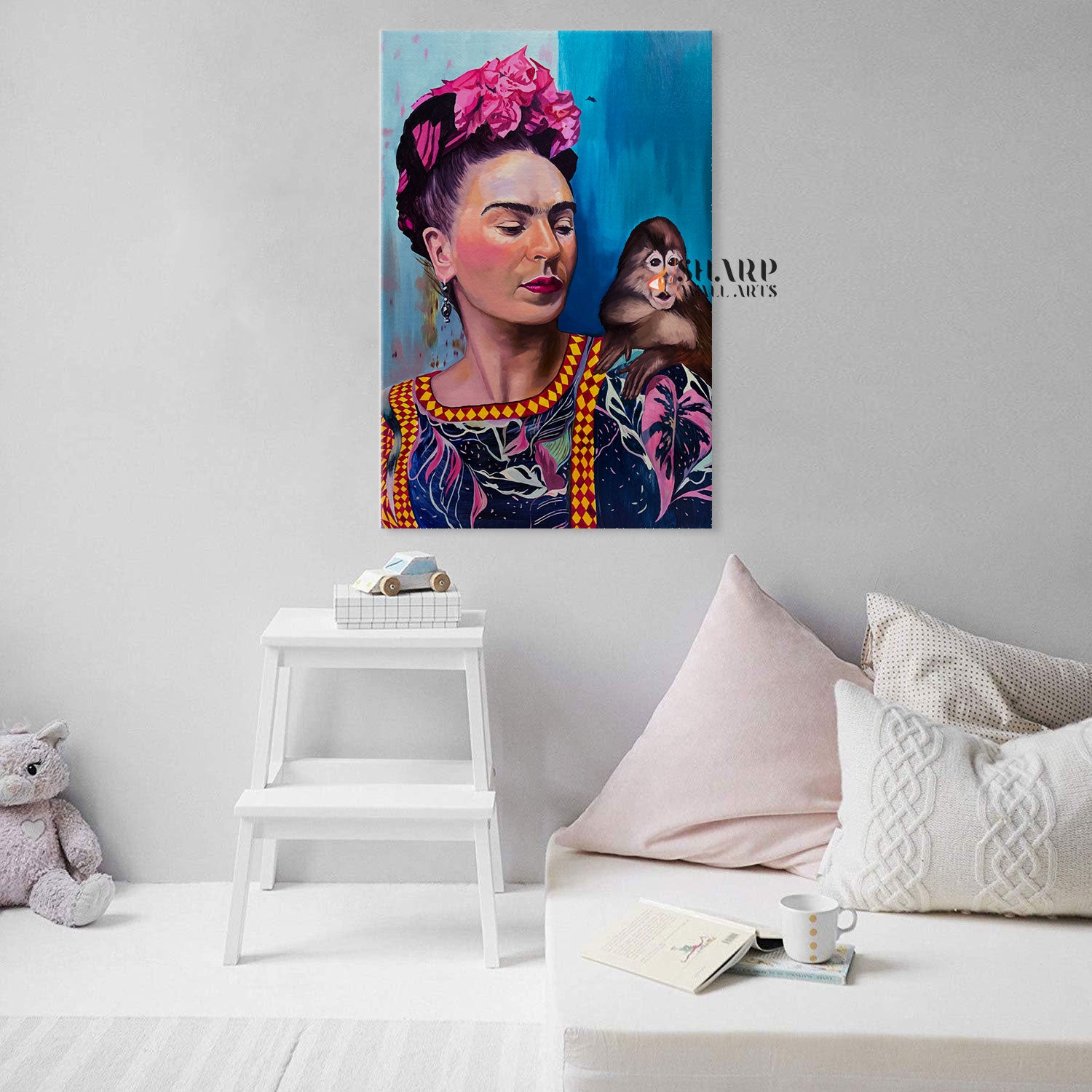 Frida Kahlo Portrait With Monkey Canvas Wall Art