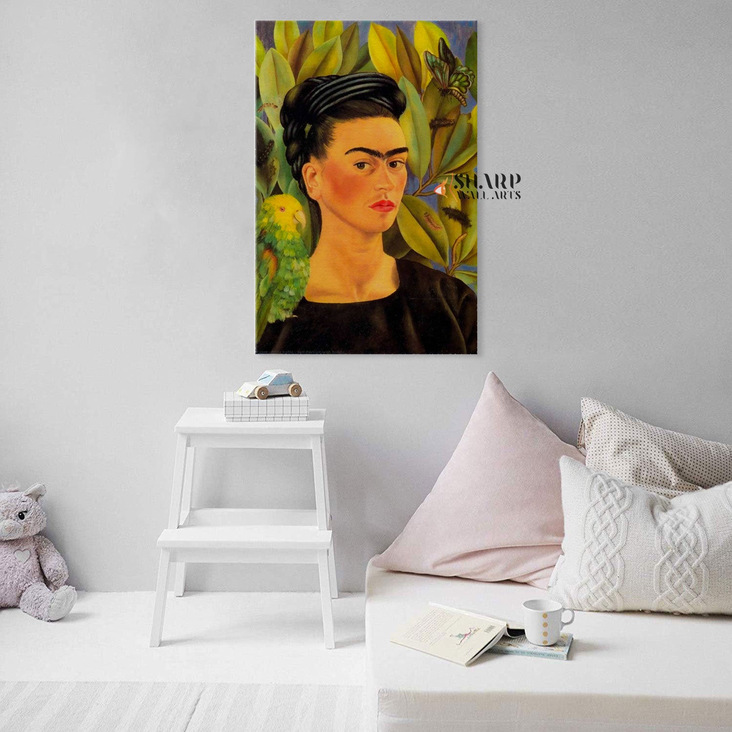 Frida Kahlo Portrait With Parrot Canvas Wall Art