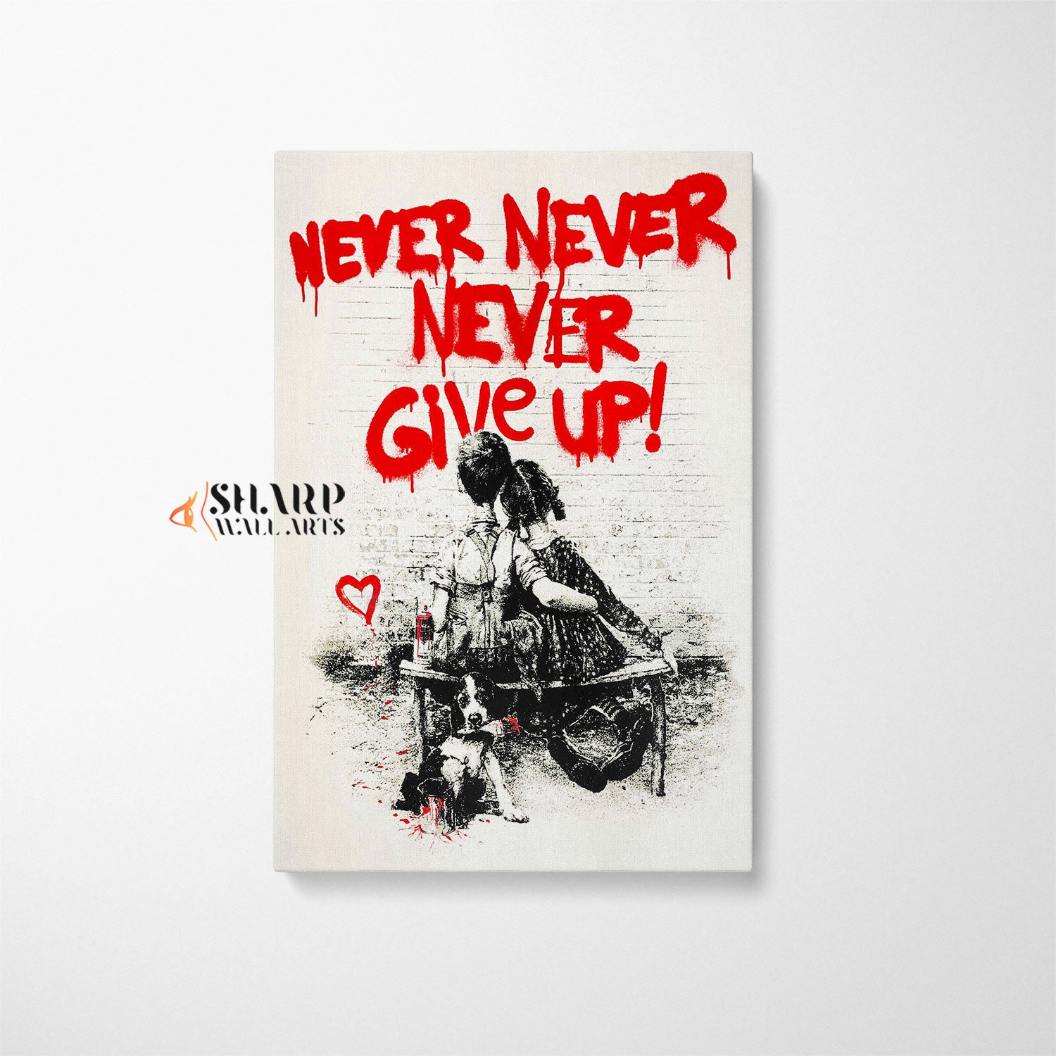 Banksy Never Give Up Wall Art Canvas