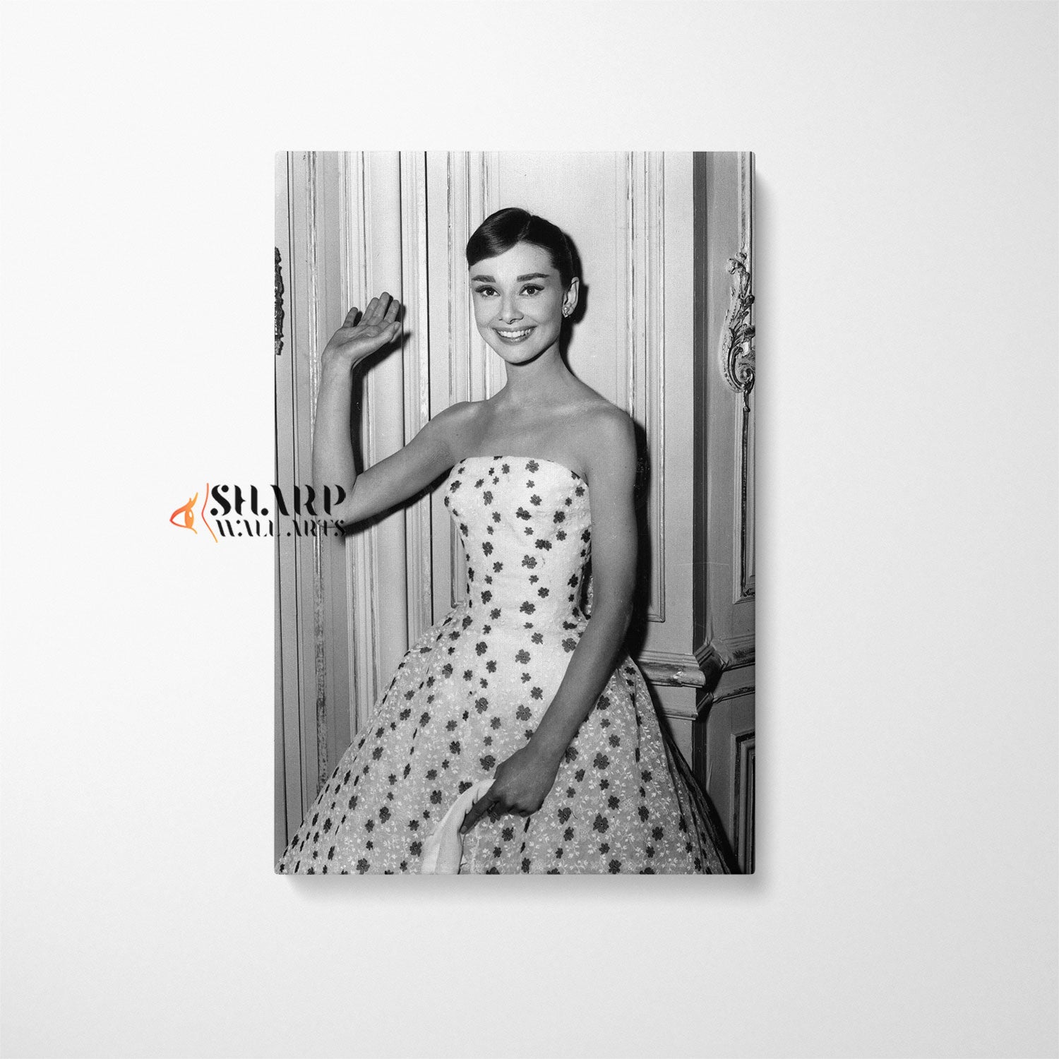 Audrey Hepburn White Dress Canvas Wall Art
