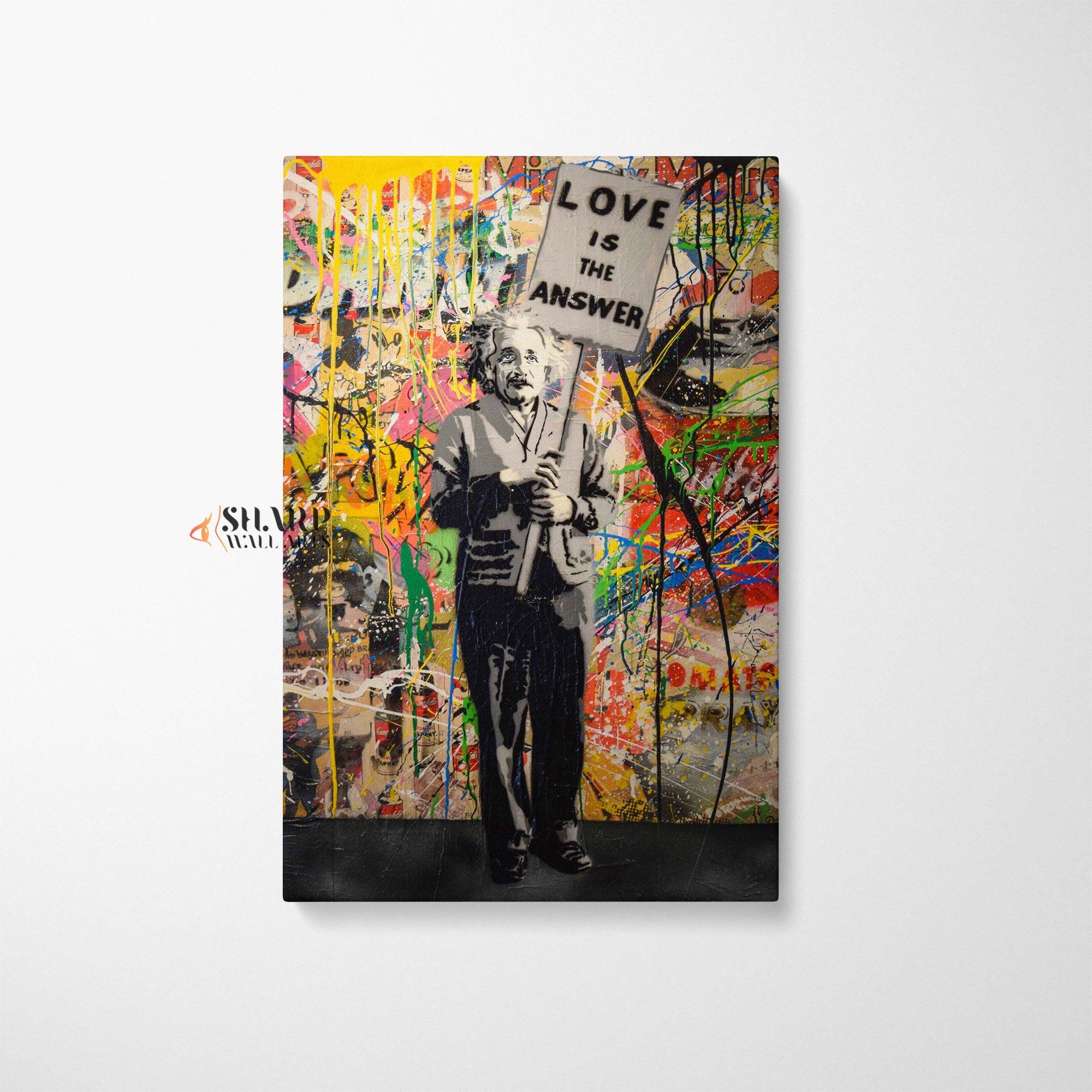 Banksy - Love Is The Answer Einstein Wall Art Canvas - SharpWallArts