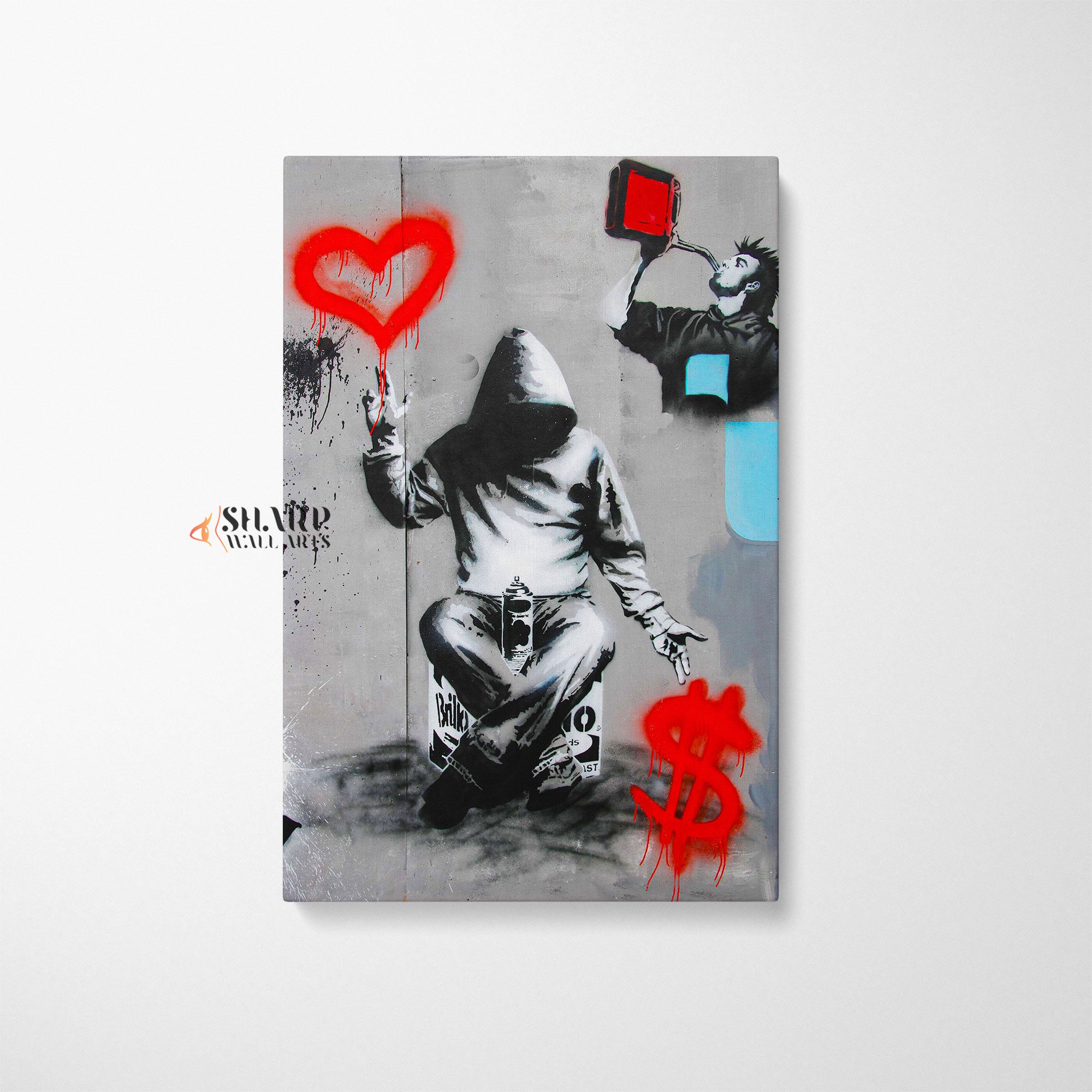 Banksy Love Or Money Canvas Wall Art