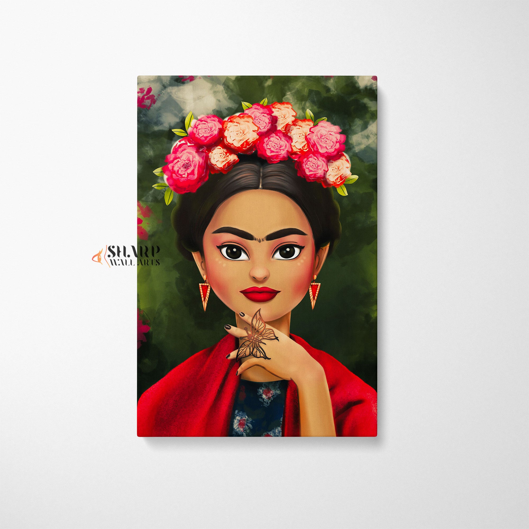 Frida Kahlo Cartoon Style Canvas Wall Art