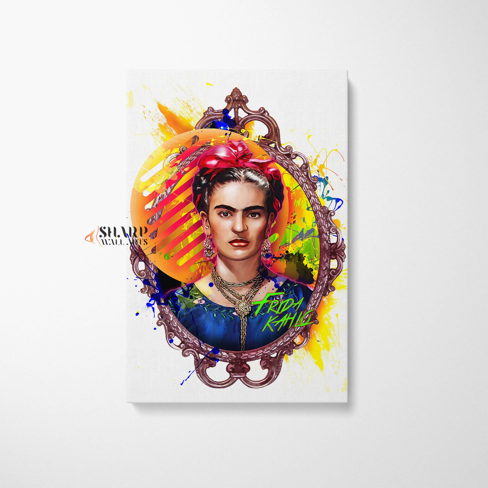 Frida Kahlo Colourful Splash  Canvas Wall Art