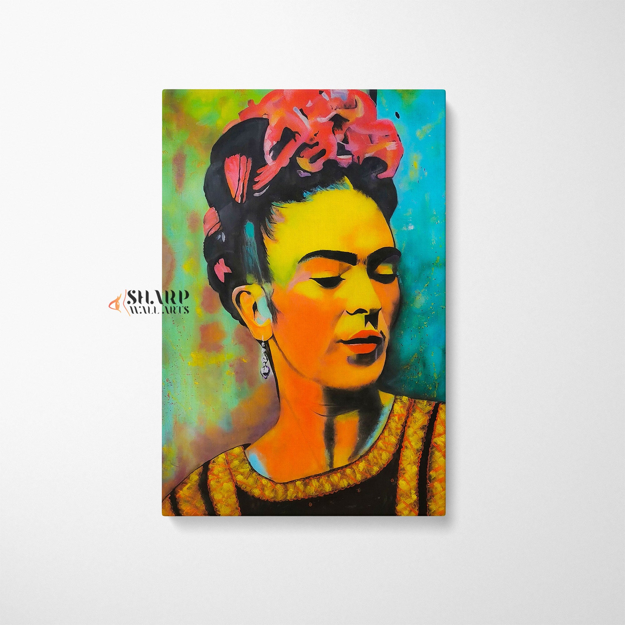 Frida Kahlo Self Portrait Colorful Street Art Canvas