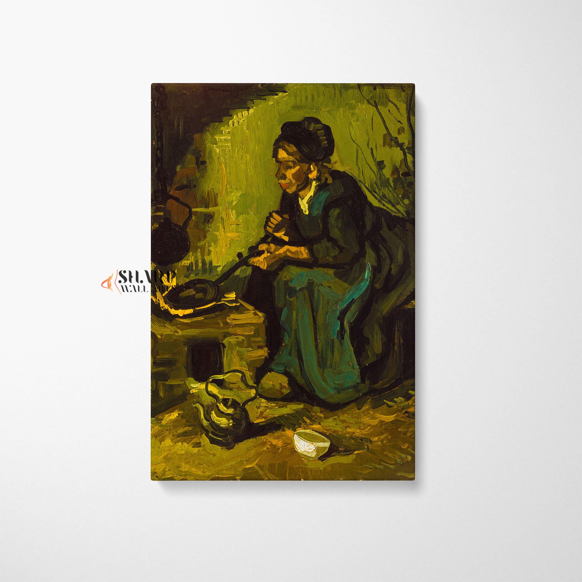 Vincent van Gogh A Peasant Woman Cooking Canvas Wall Art