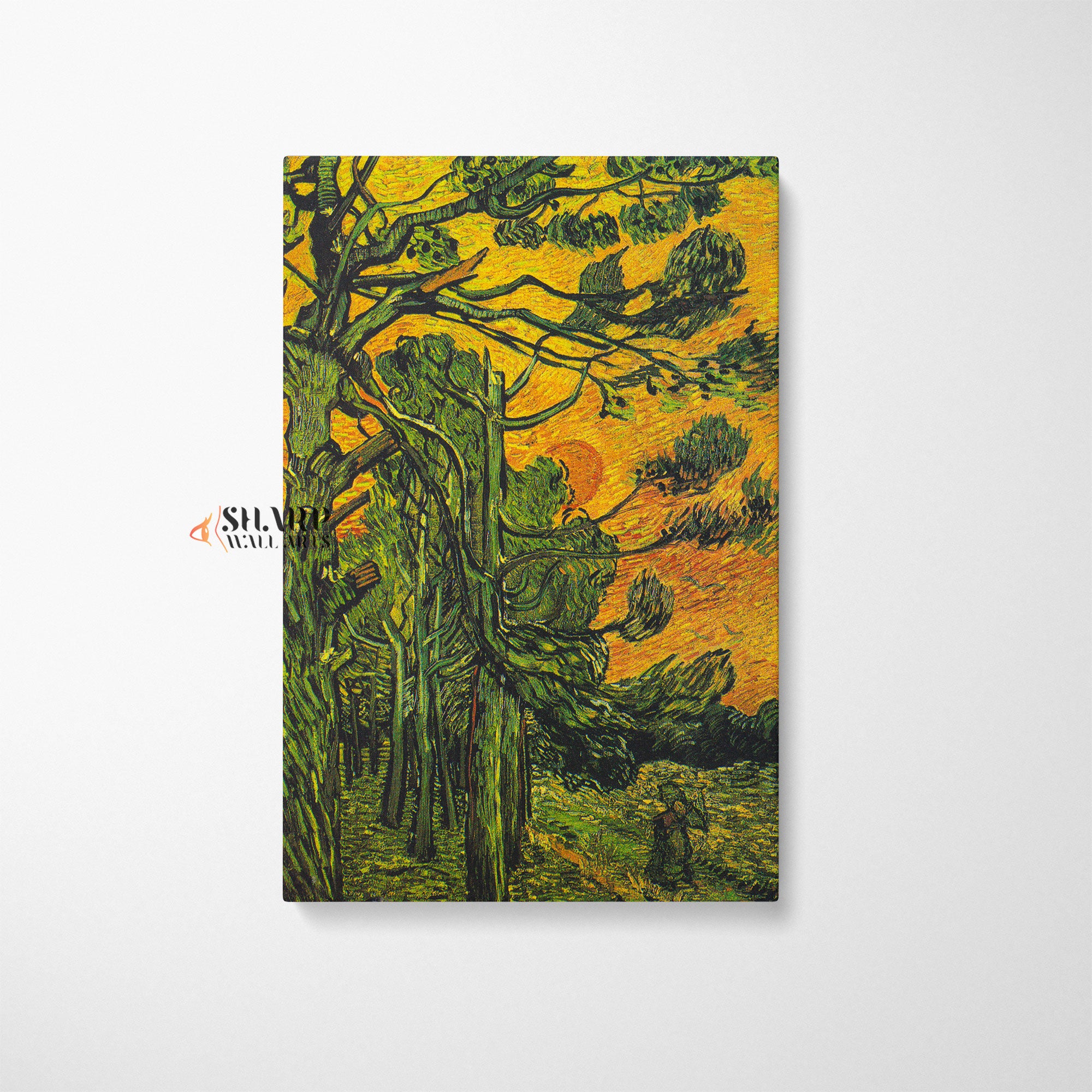 Vincent Van Gogh Pine Trees At Sunset Canvas Wall Art