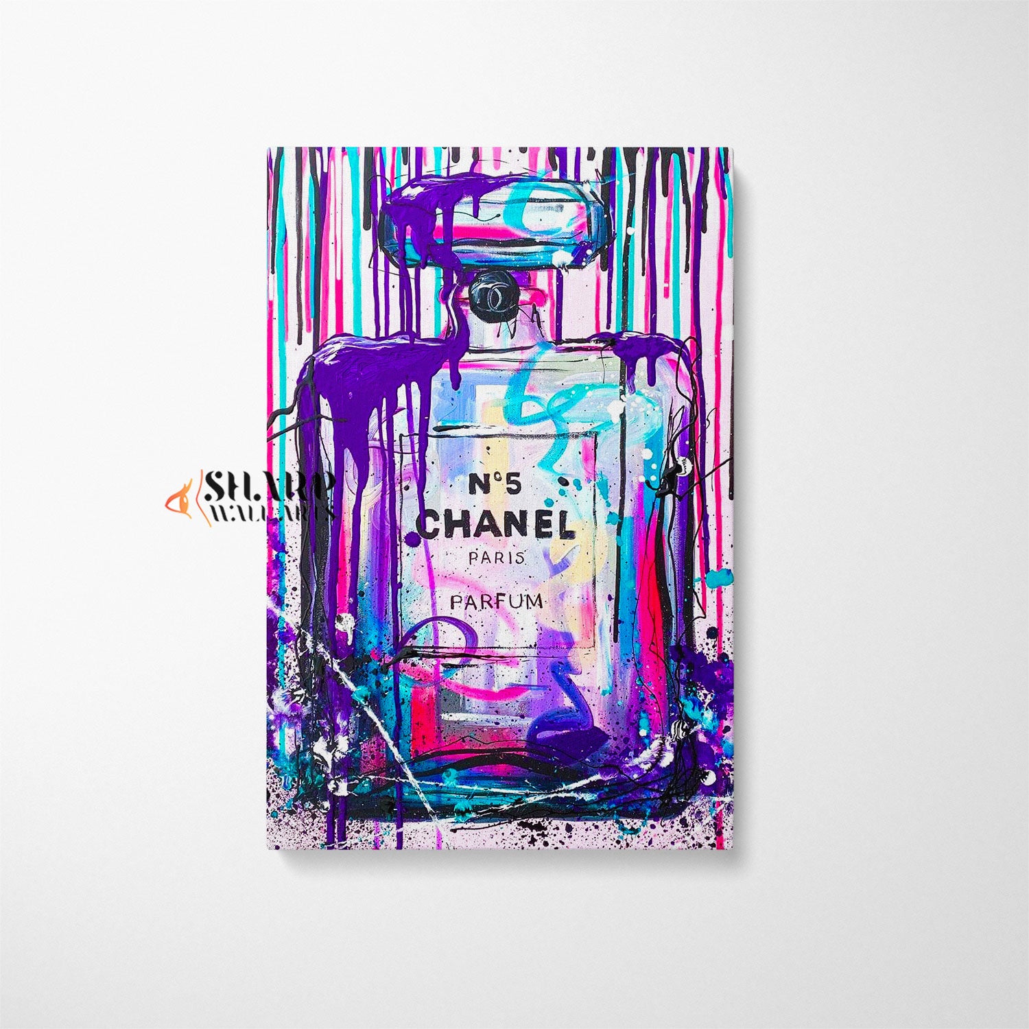 Chanel Perfume Bottle Graffiti Canvas Wall Art