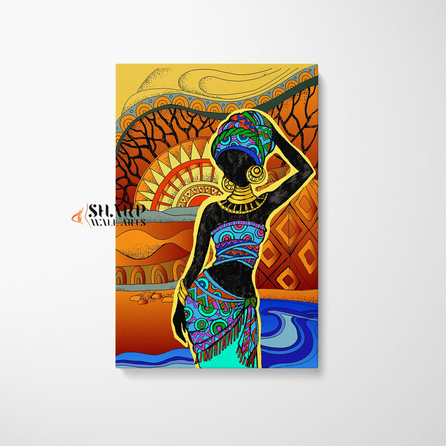 Black Woman Abstract Canvas Wall Art