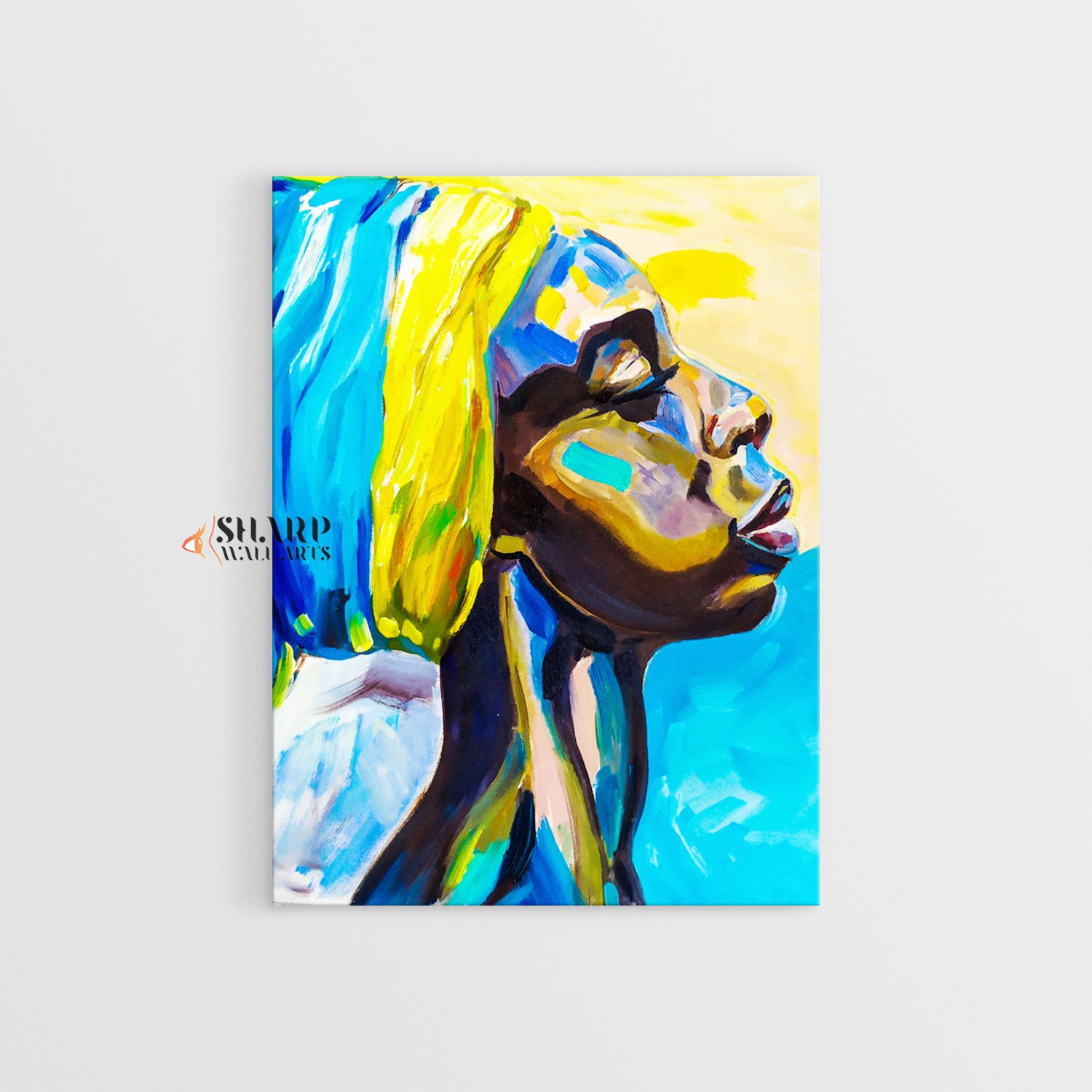 Colorful African Woman Portrait Canvas Wall Art