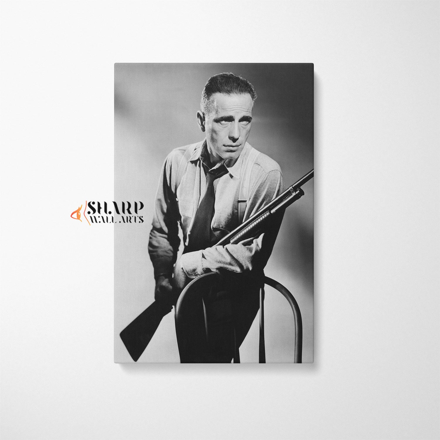 Humphrey Bogart With Shotgun Wall Art Canvas