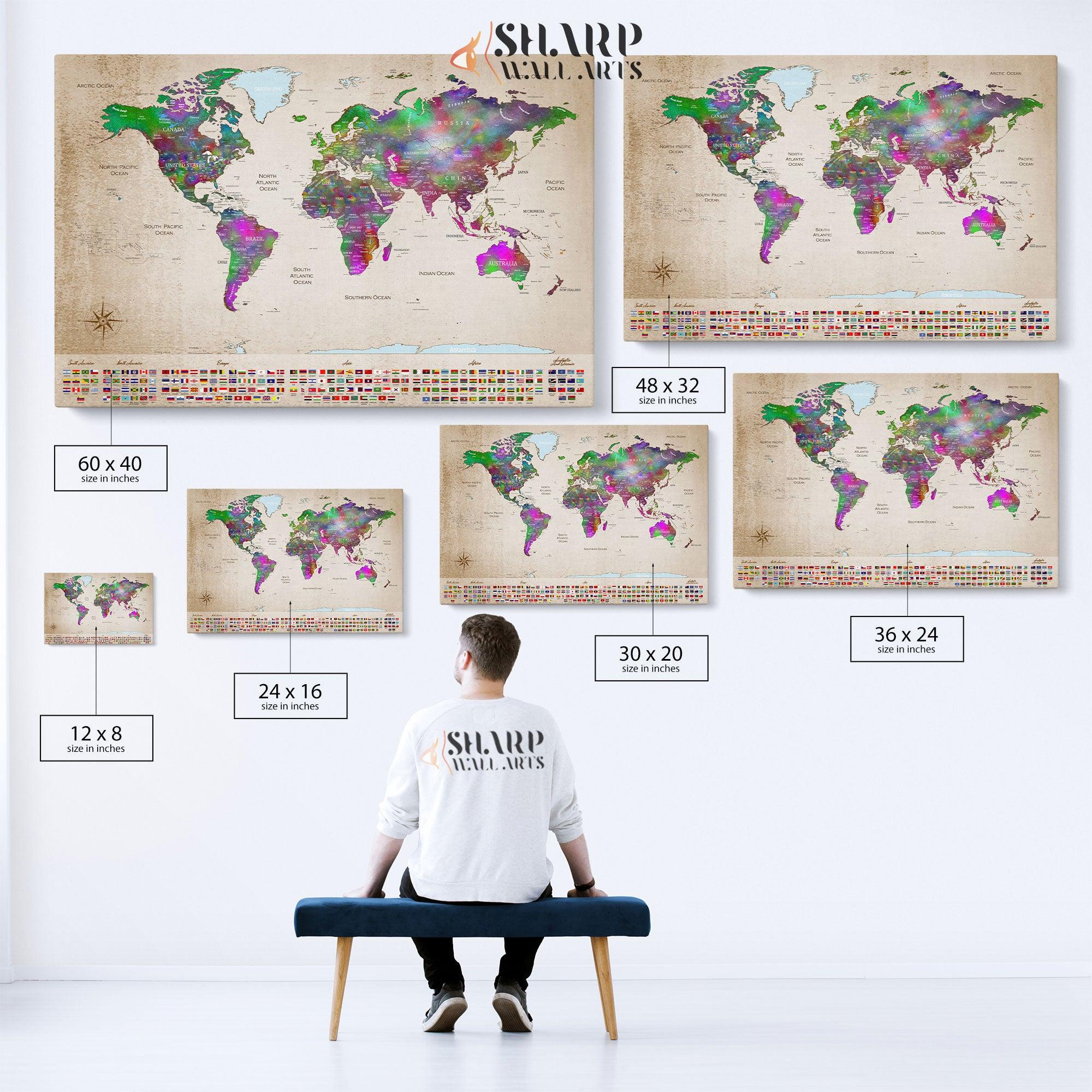Couple Travel Map - World Map Wall Art Canvas Print - SharpWallArts