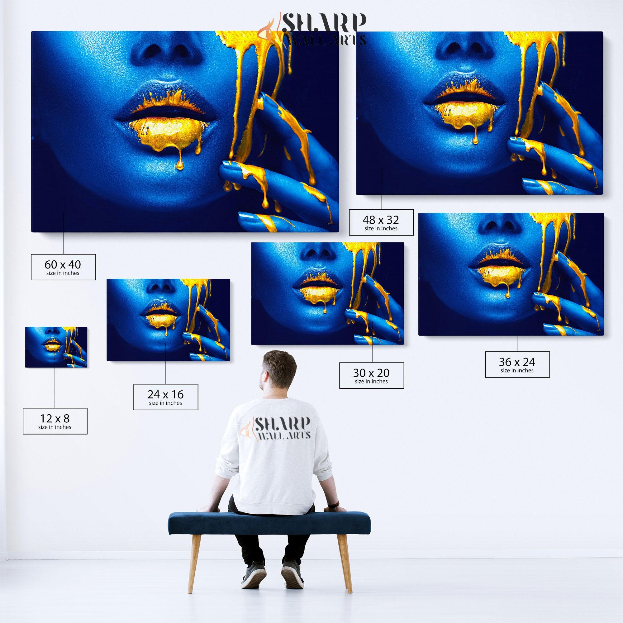 Gold Lips Wall Art Canvas - SharpWallArts