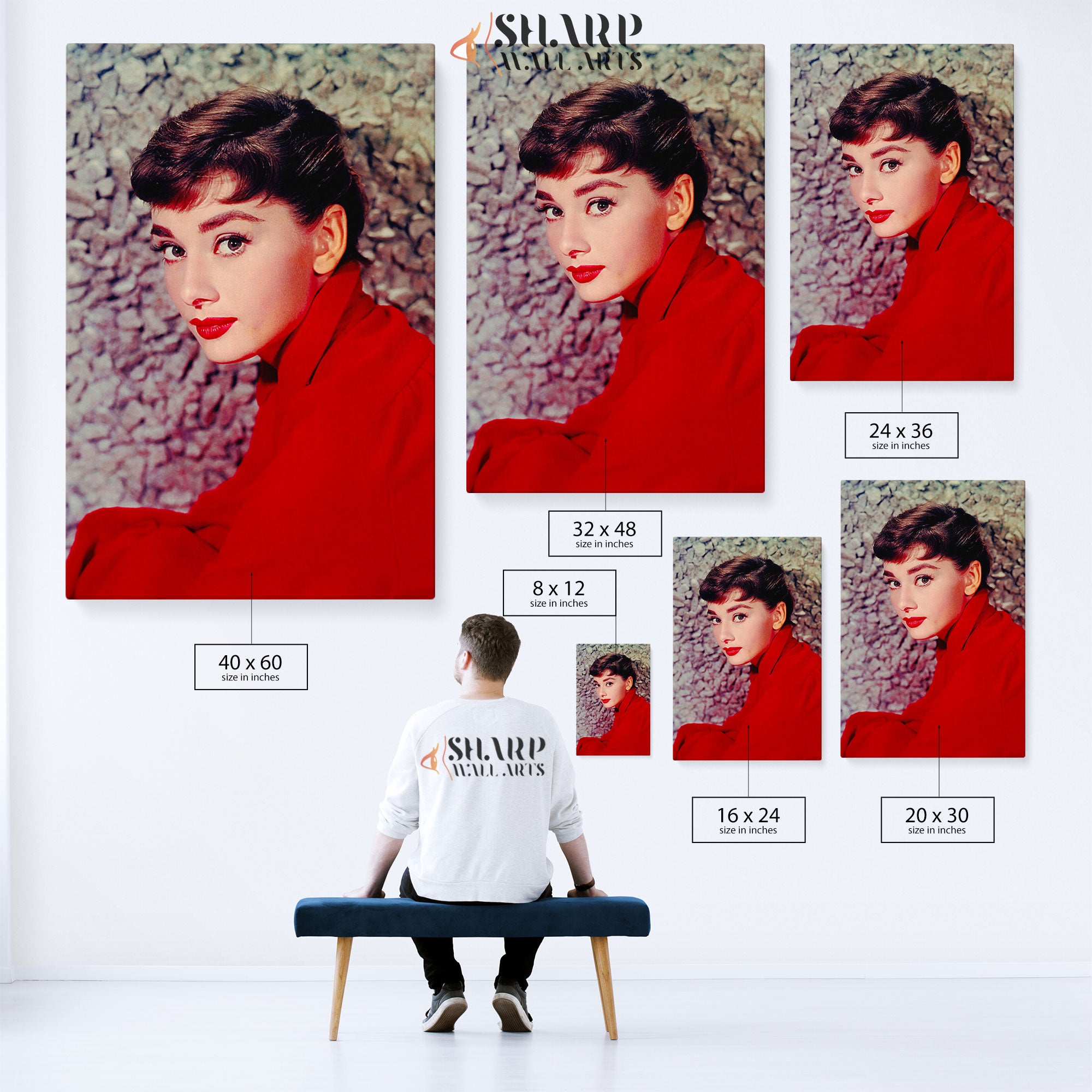 Audrey Hepburn In Red Dress Wall Art Canvas