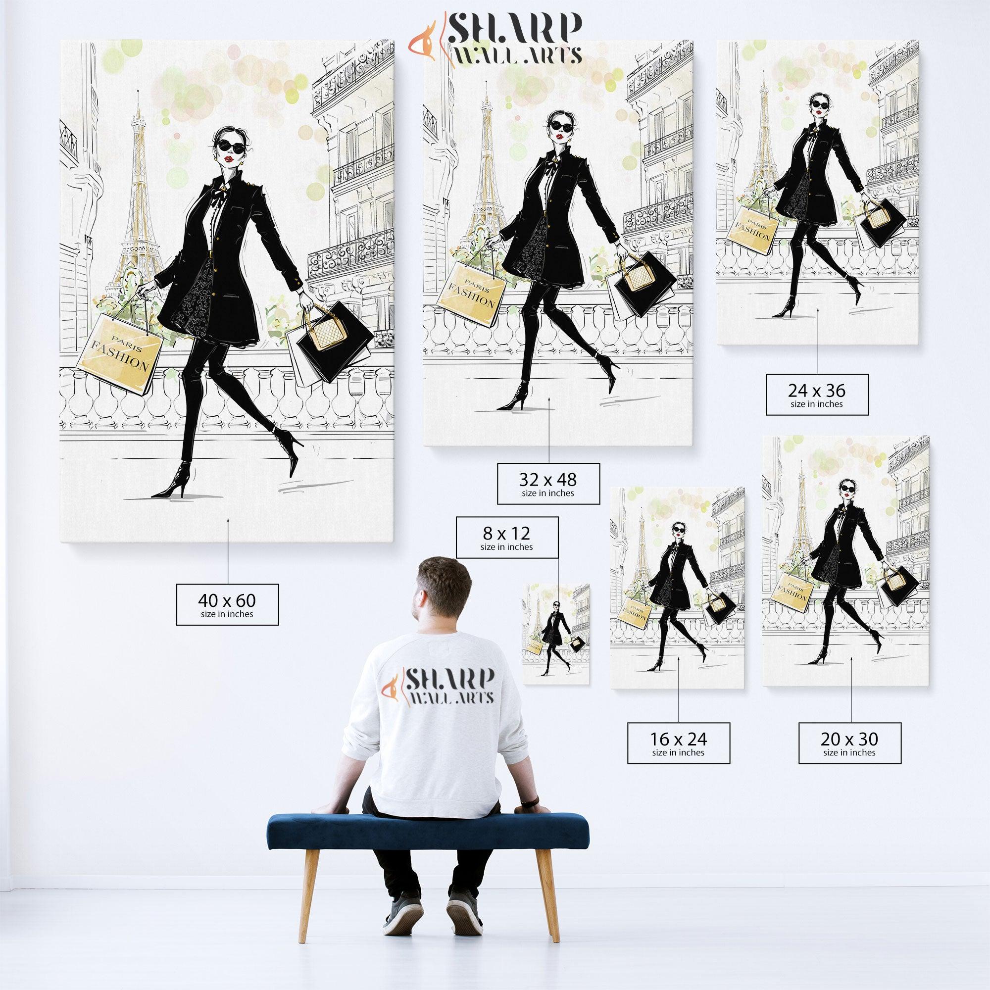 Paris Shopping Fashion - Wall Art Canvas - SharpWallArts