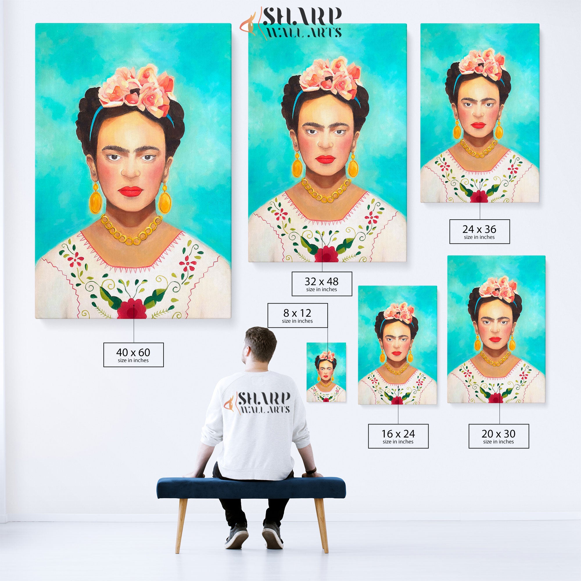 Frida Kahlo In Mexican Folk Wear Canvas Wall Art