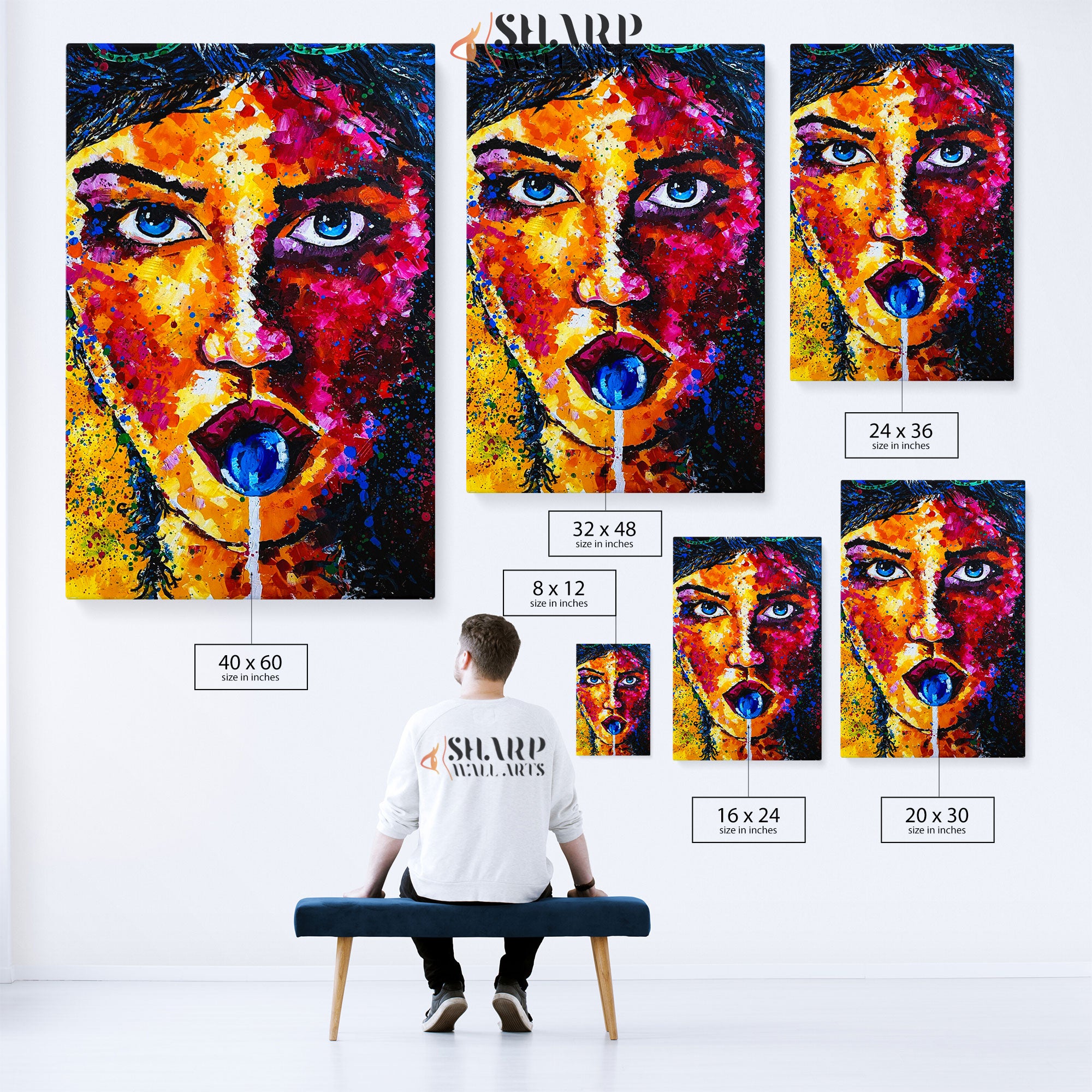 Woman Portrait With Lollipop Canvas Wall Art