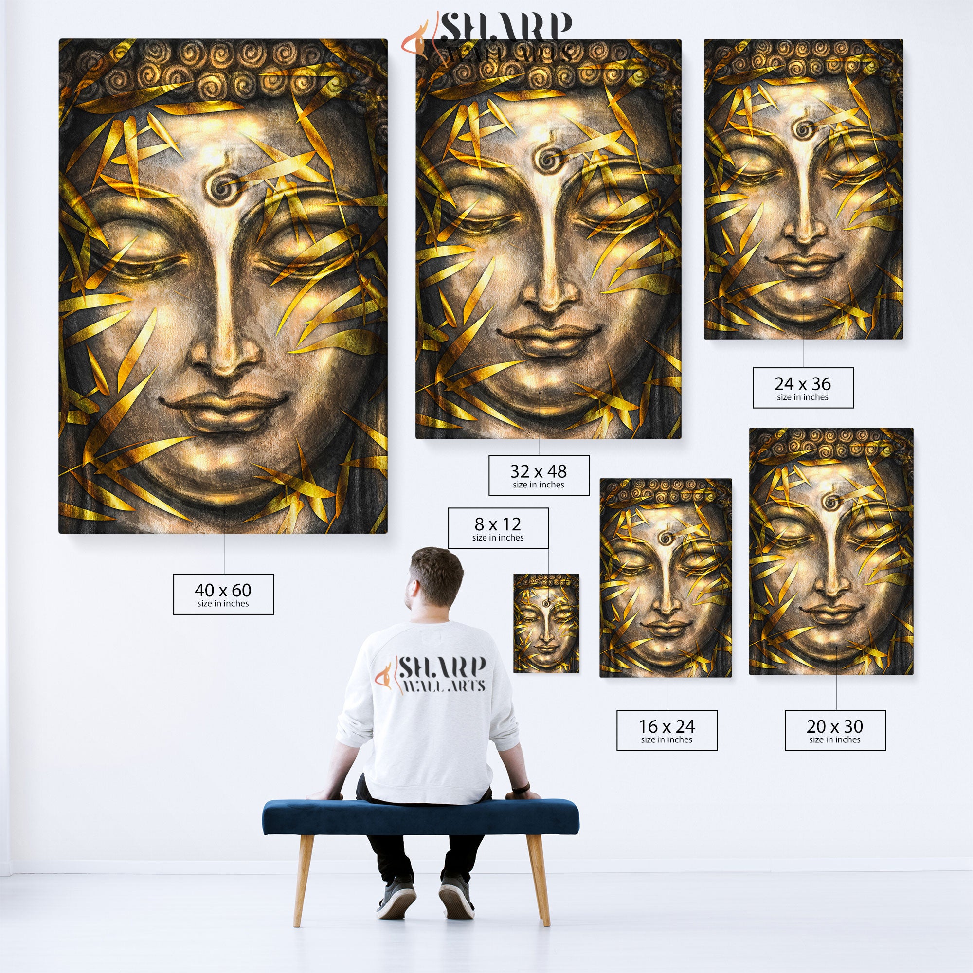 Buddha Floral Gold Canvas Wall Art