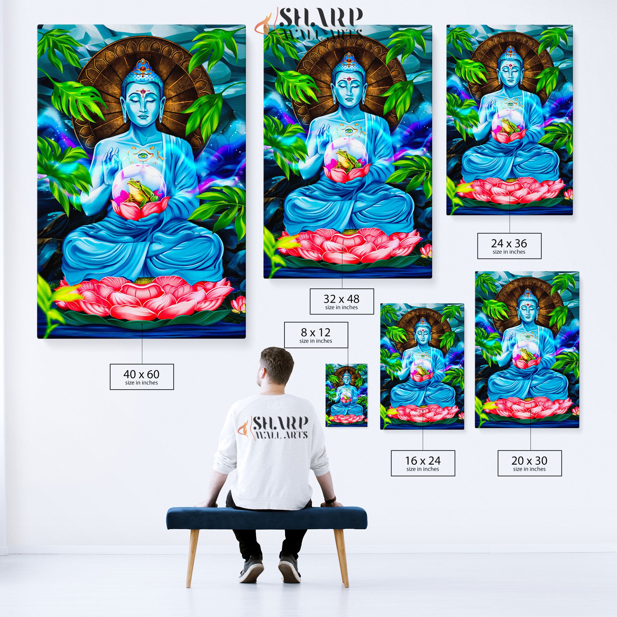 Buddha Praying Statue Canvas Wall Art