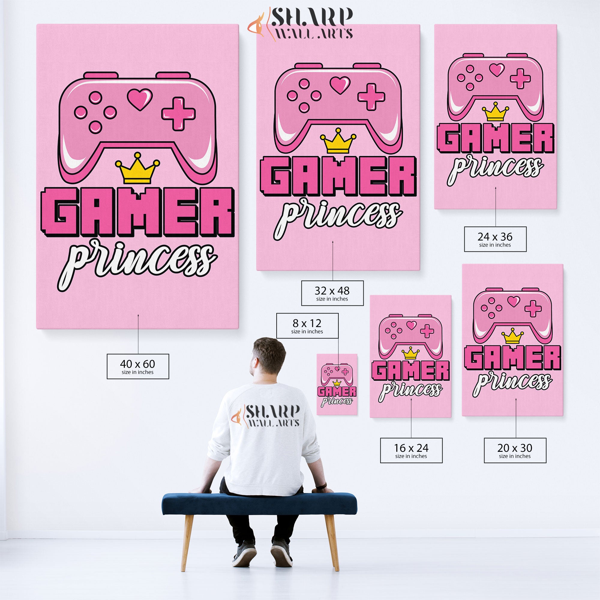 Video Game Controller Pink Canvas Wall Art