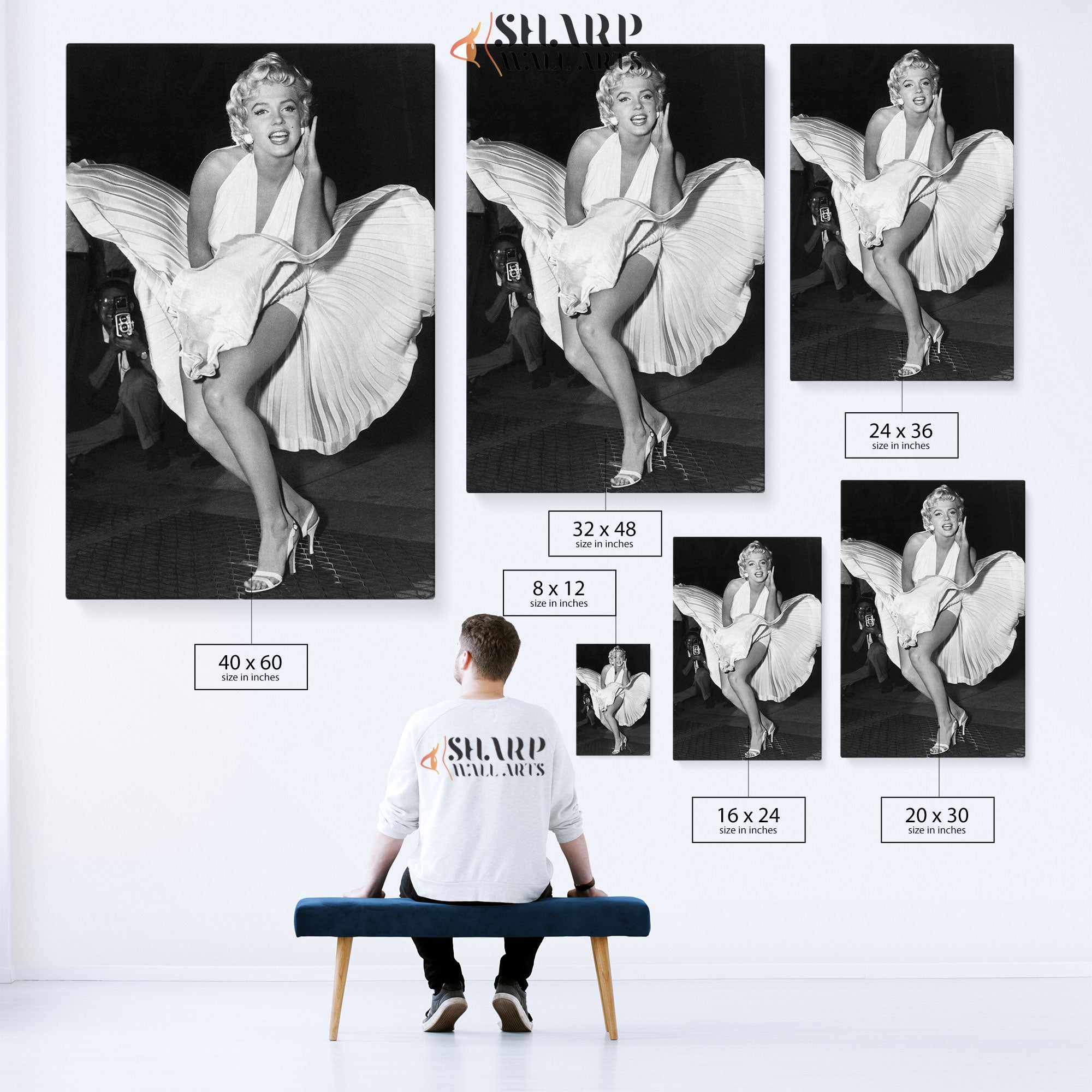 Marilyn Monroe Famous White Dress Photo Wall Art Canvas