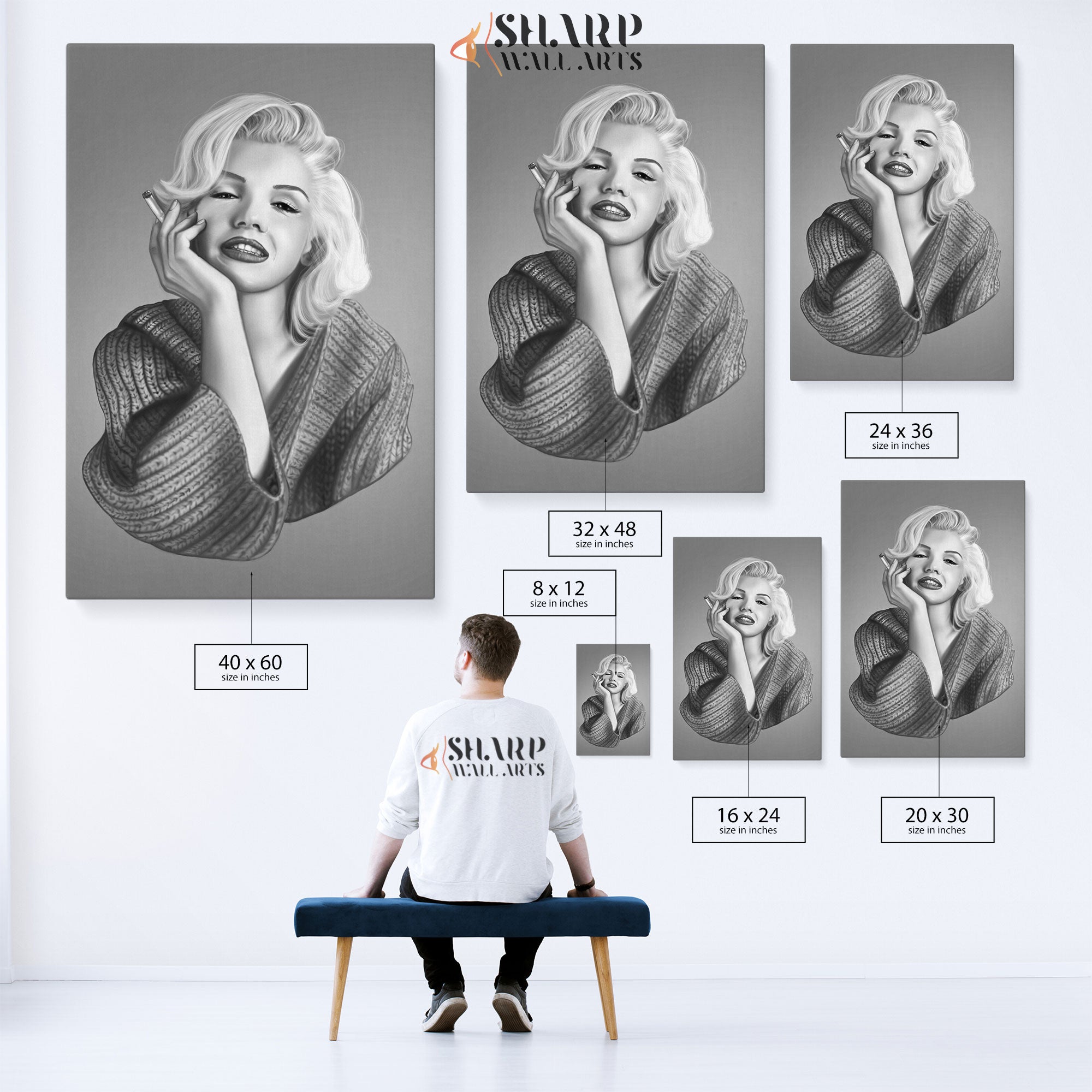 Marilyn Monroe Smoking Wall Art Canvas