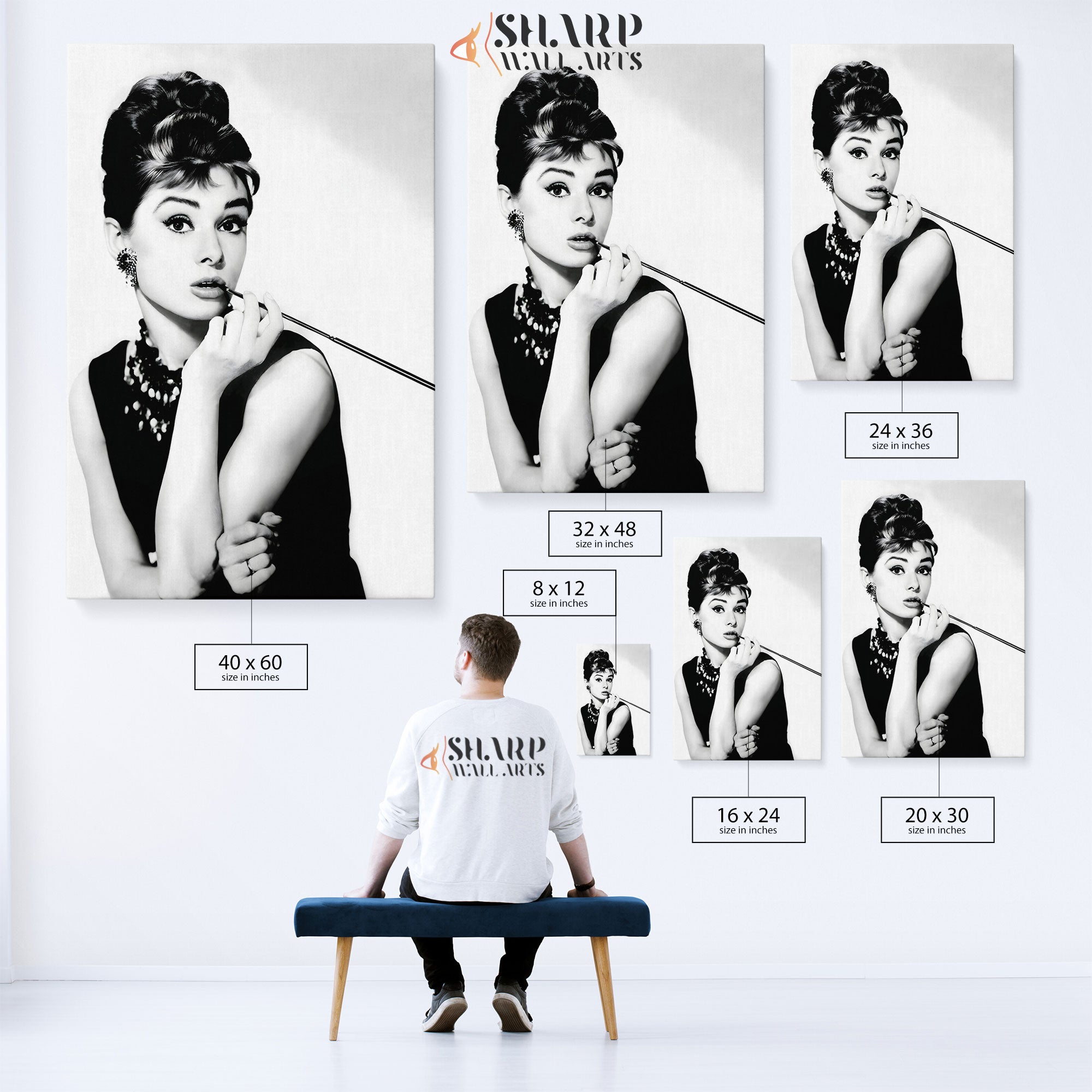 Audrey Hepburn With Cigarette Wall Art Canvas