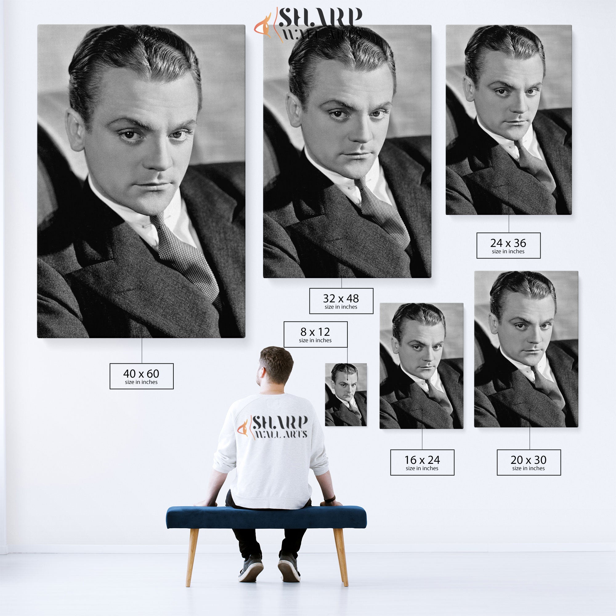 James Cagney Portrait Wall Art Canvas